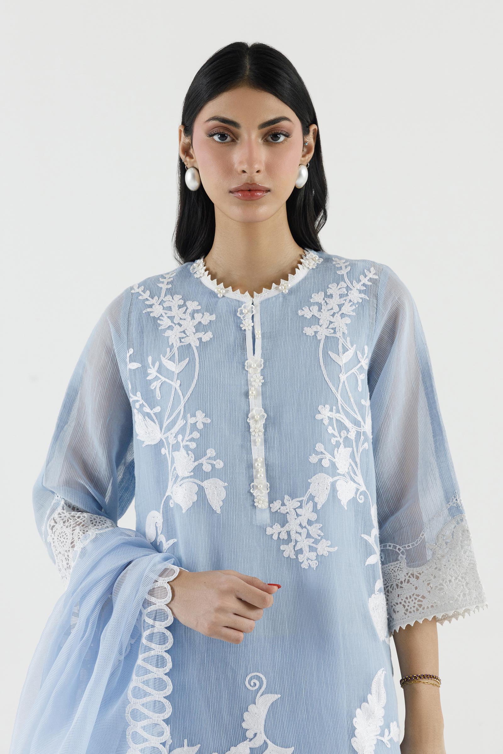 Stitched Embroidered Muzlin Suit