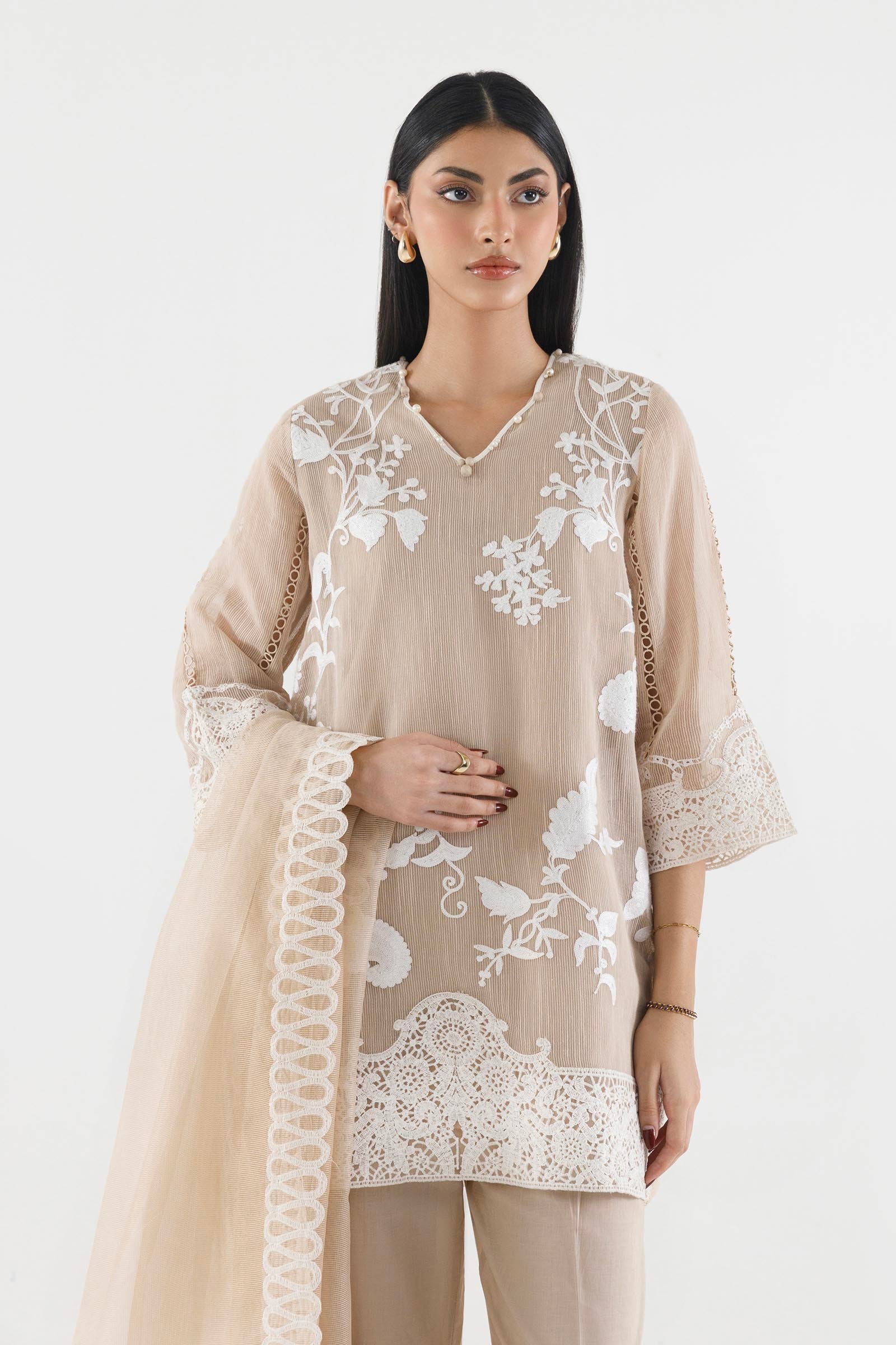 Stitched Embroidered Muzlin Suit
