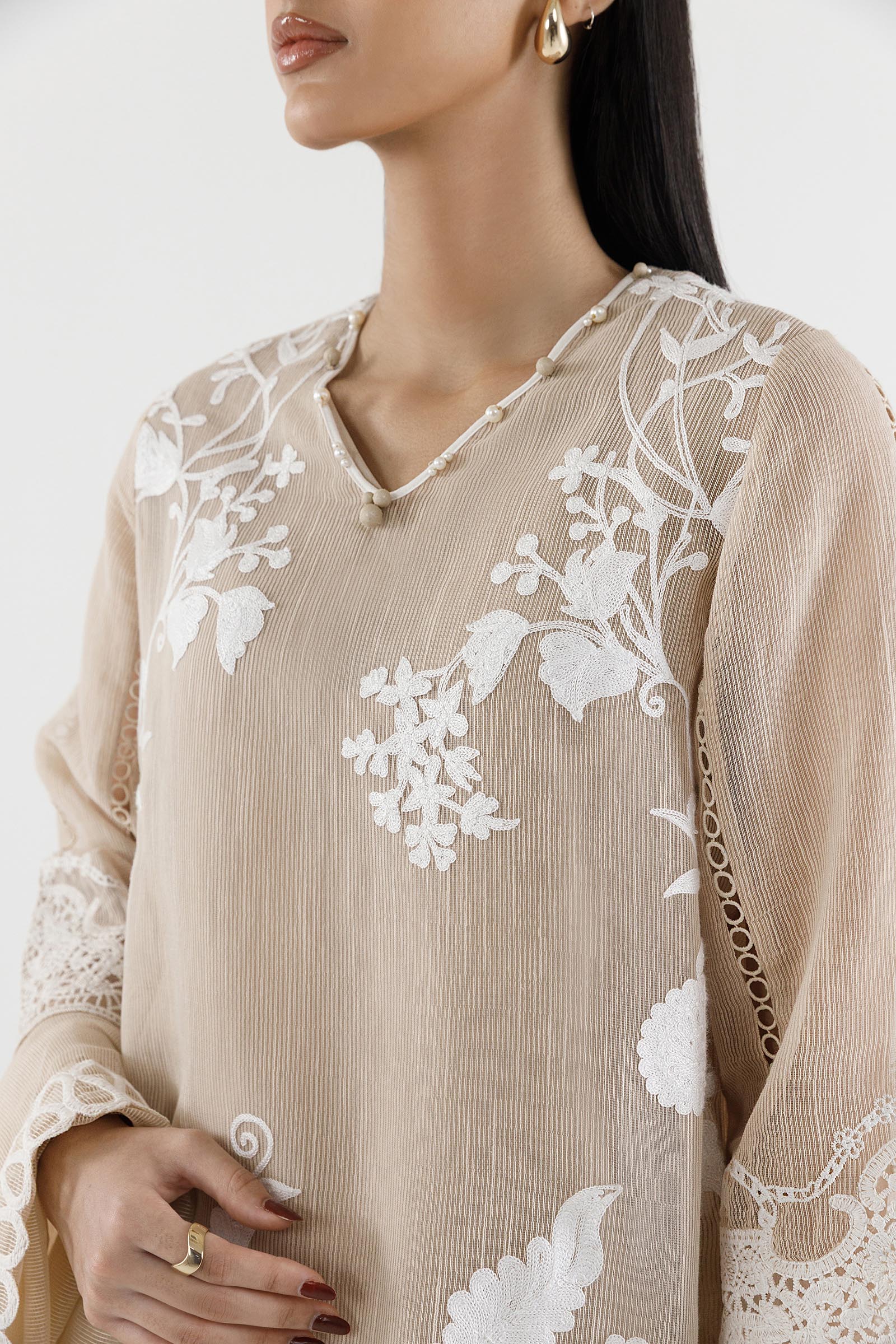 Stitched Embroidered Muzlin Suit