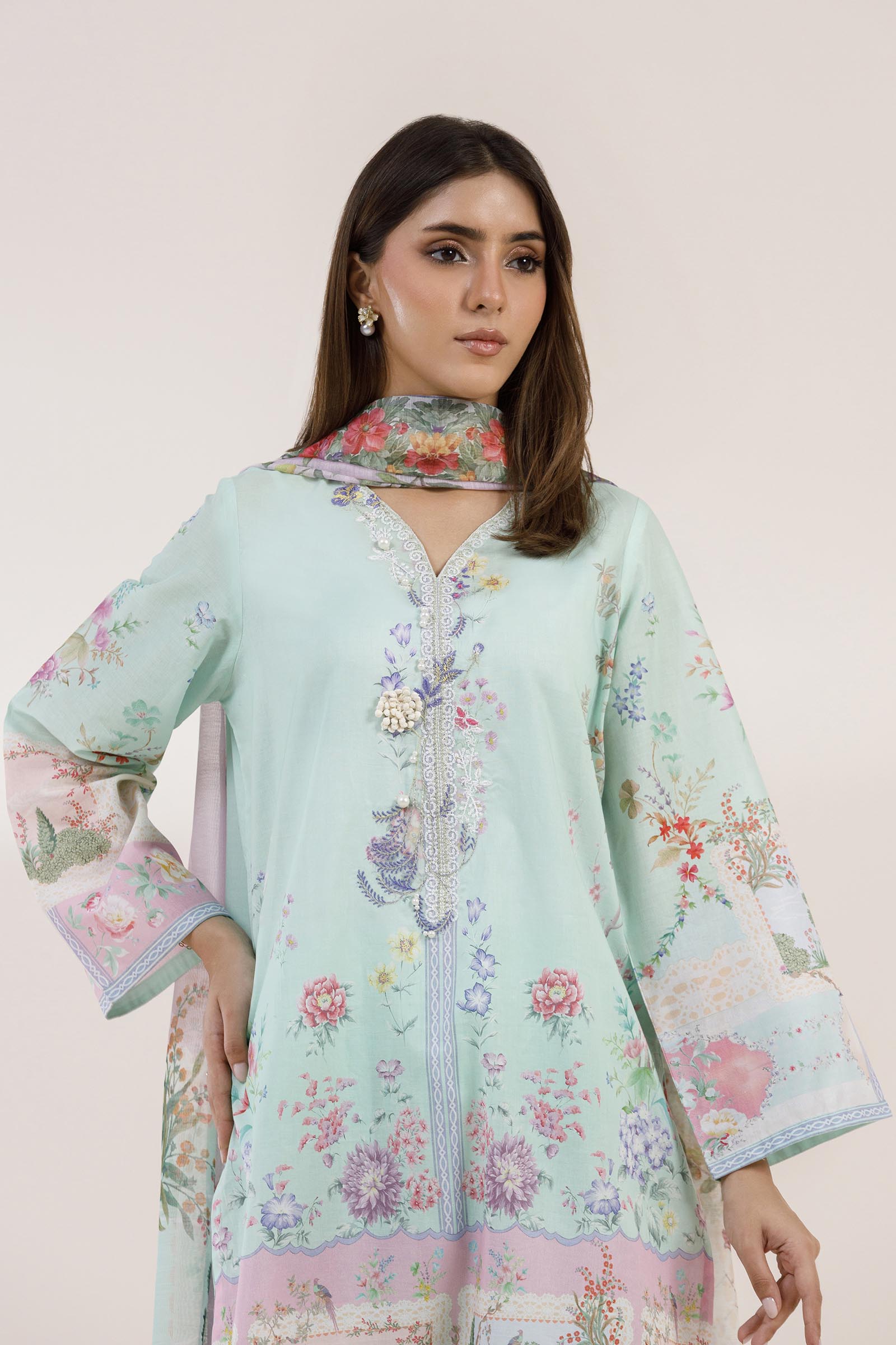 Stitched Printed Muzlin Suit