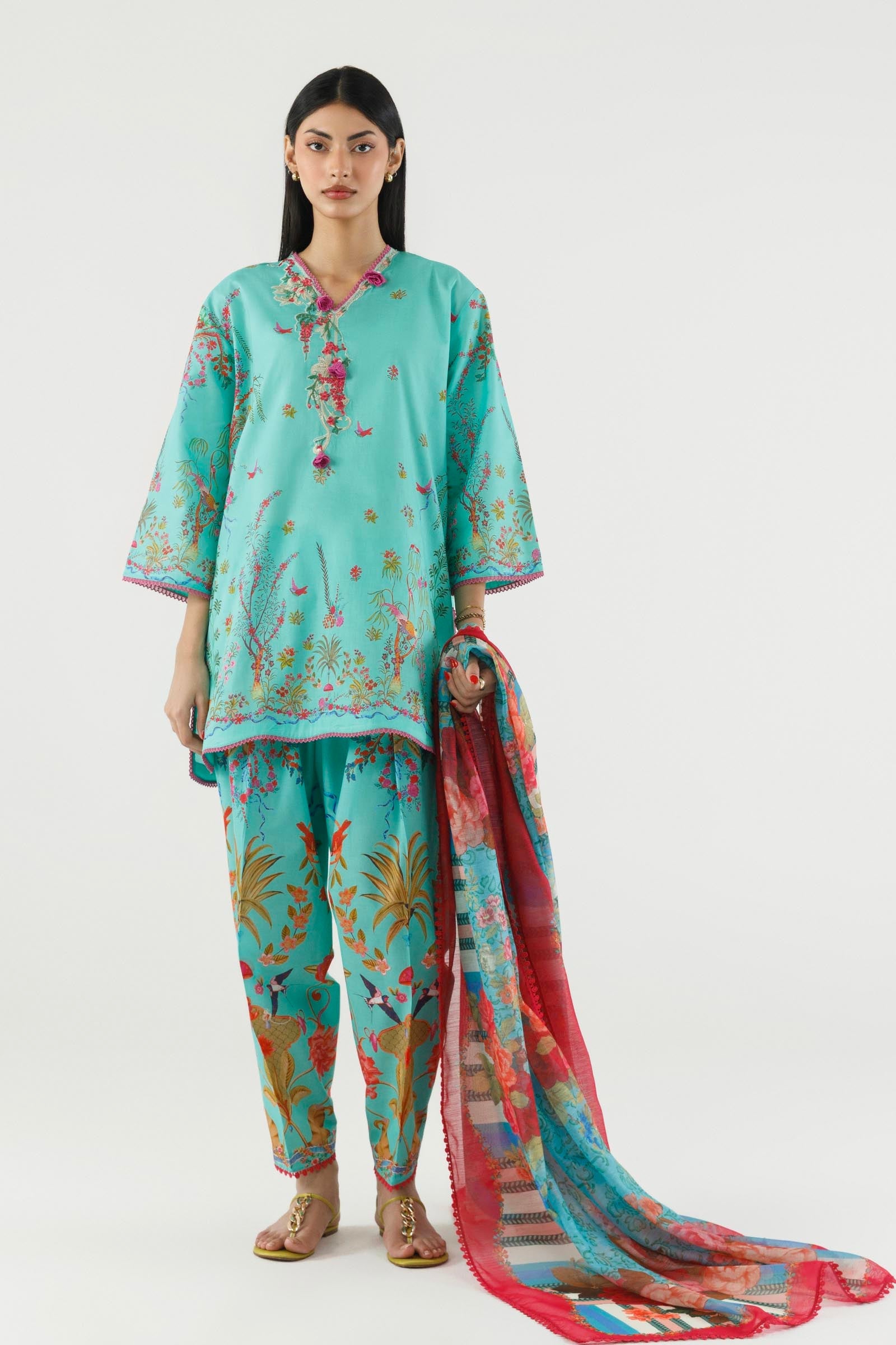 Stitched Embroidered Muzlin Suit