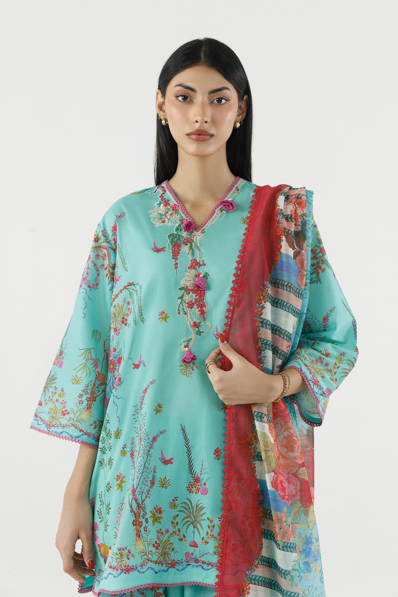 Stitched Embroidered Muzlin Suit
