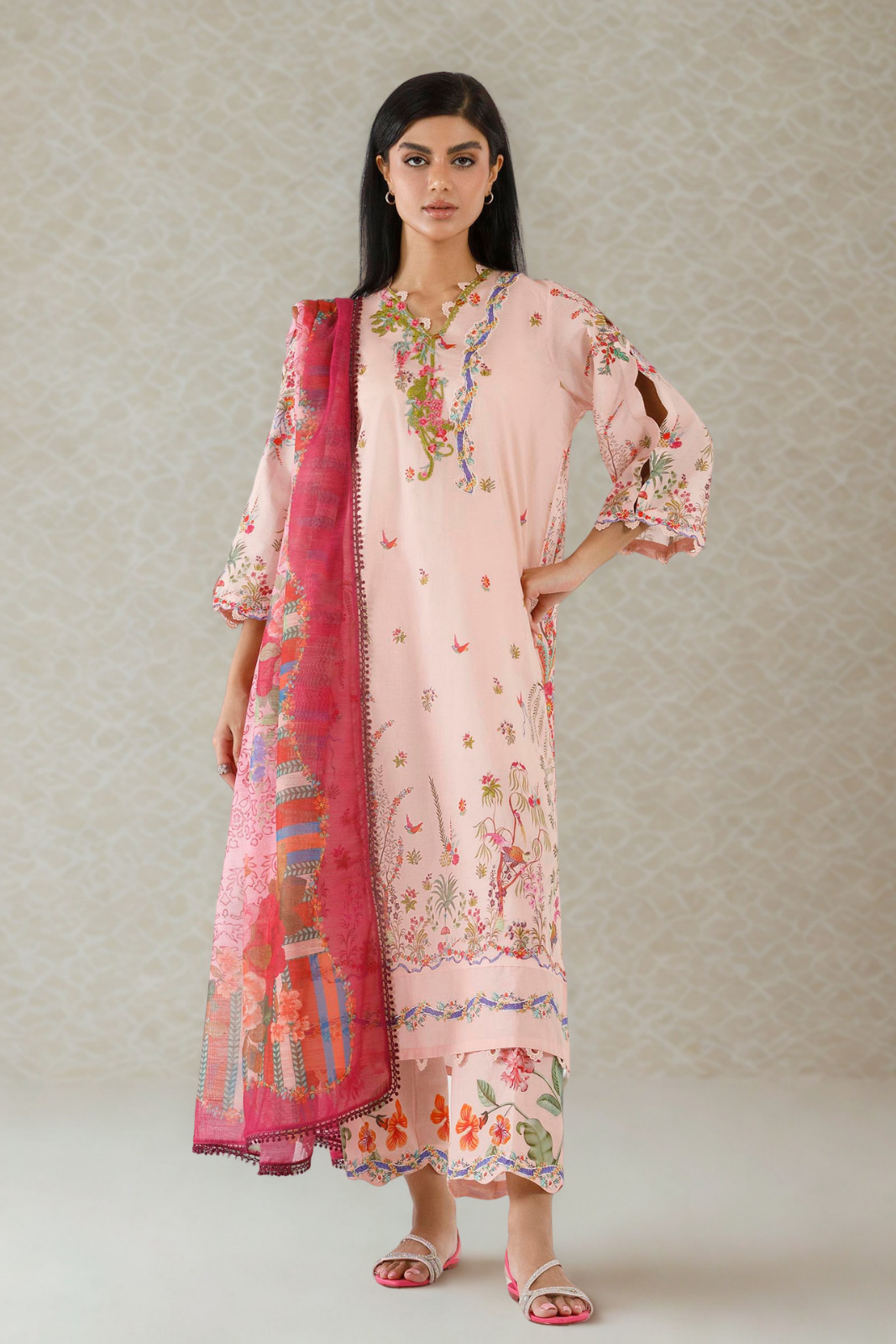 Stitched Embroidered Muzlin Suit