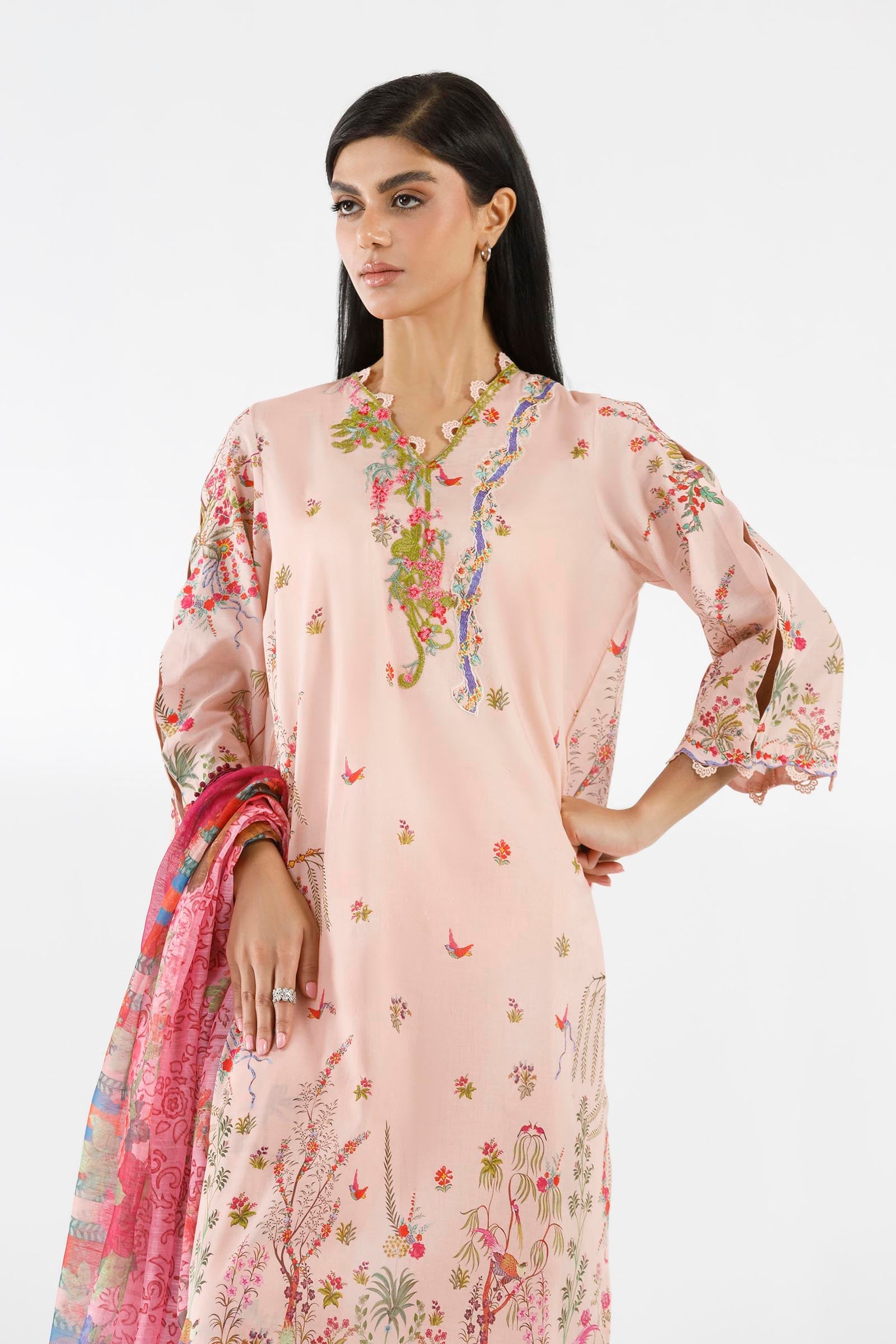 Stitched Embroidered Muzlin Suit