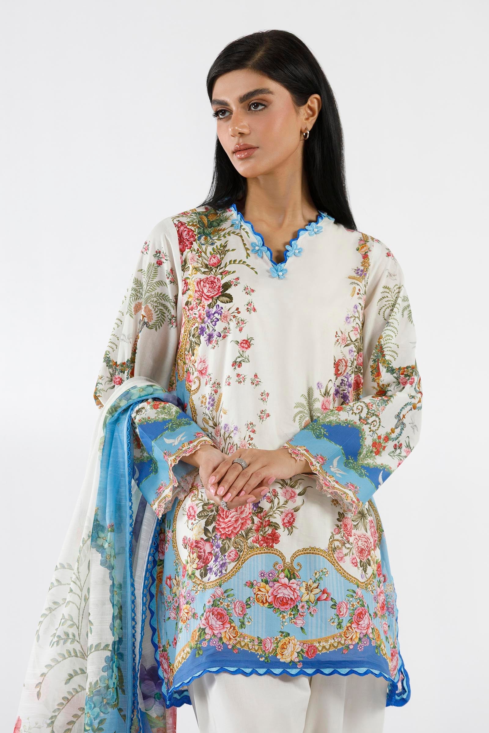 Stitched Embroidered Muzlin Suit