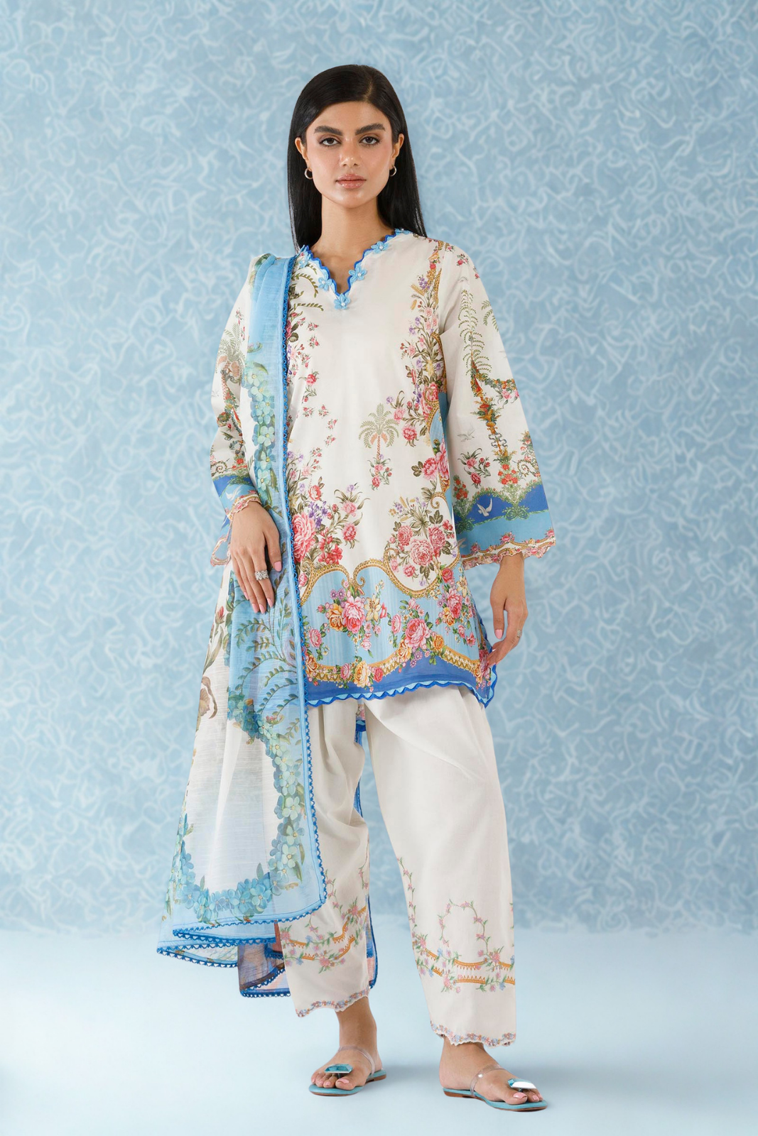 Stitched Embroidered Muzlin Suit
