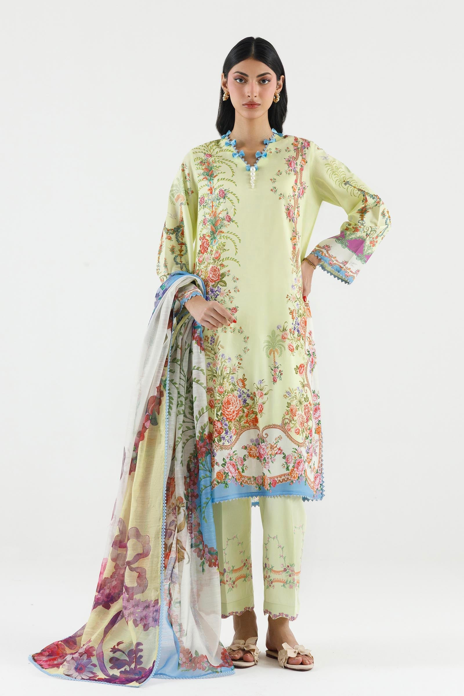 Stitched Embroidered Muzlin Suit