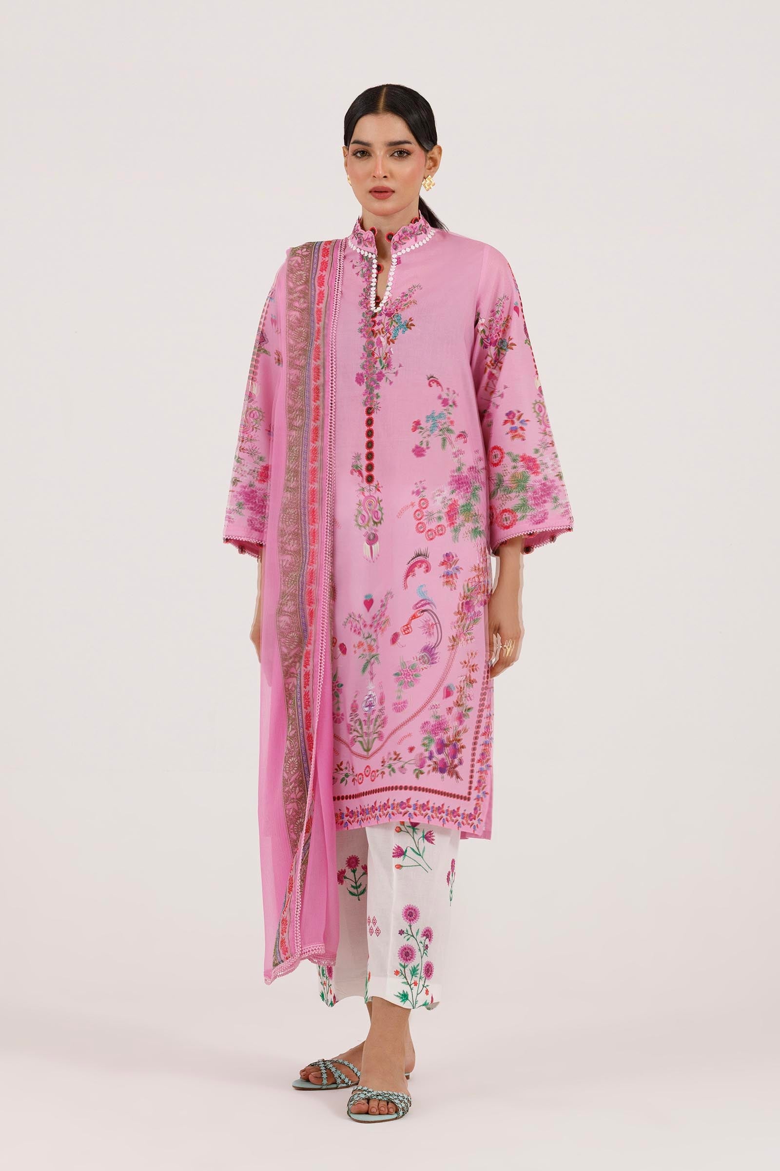 Stitched Embroidered Muzlin Suit