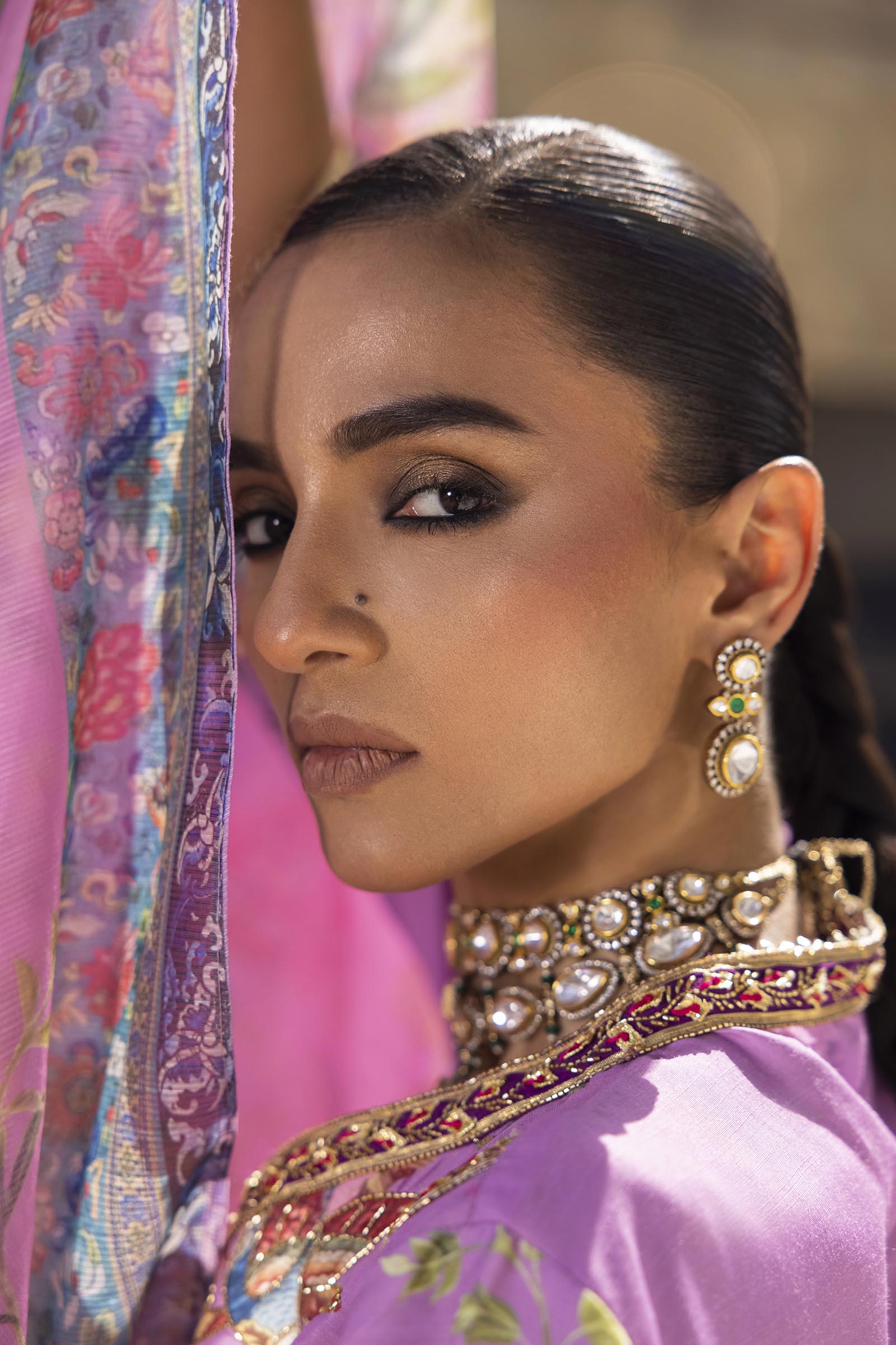 Stitched Embroidered Raw Silk Suit