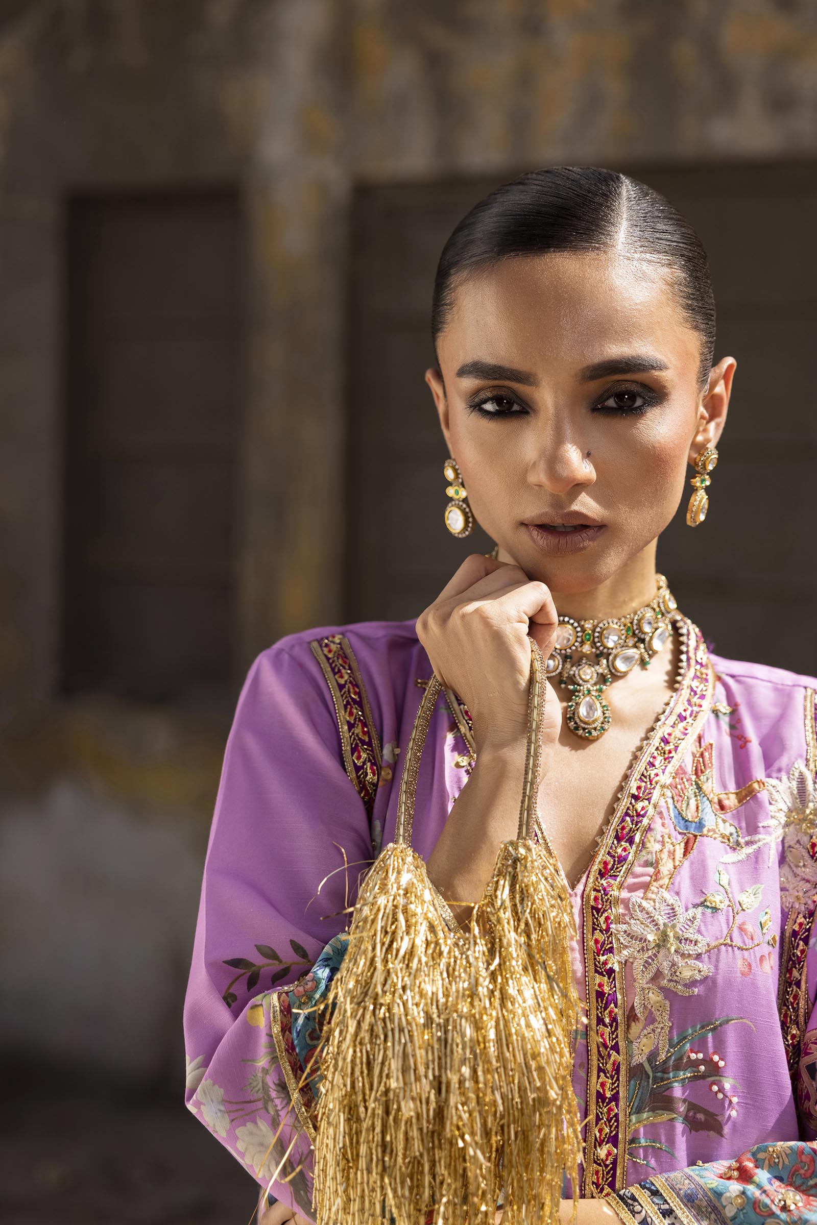 Stitched Embroidered Raw Silk Suit