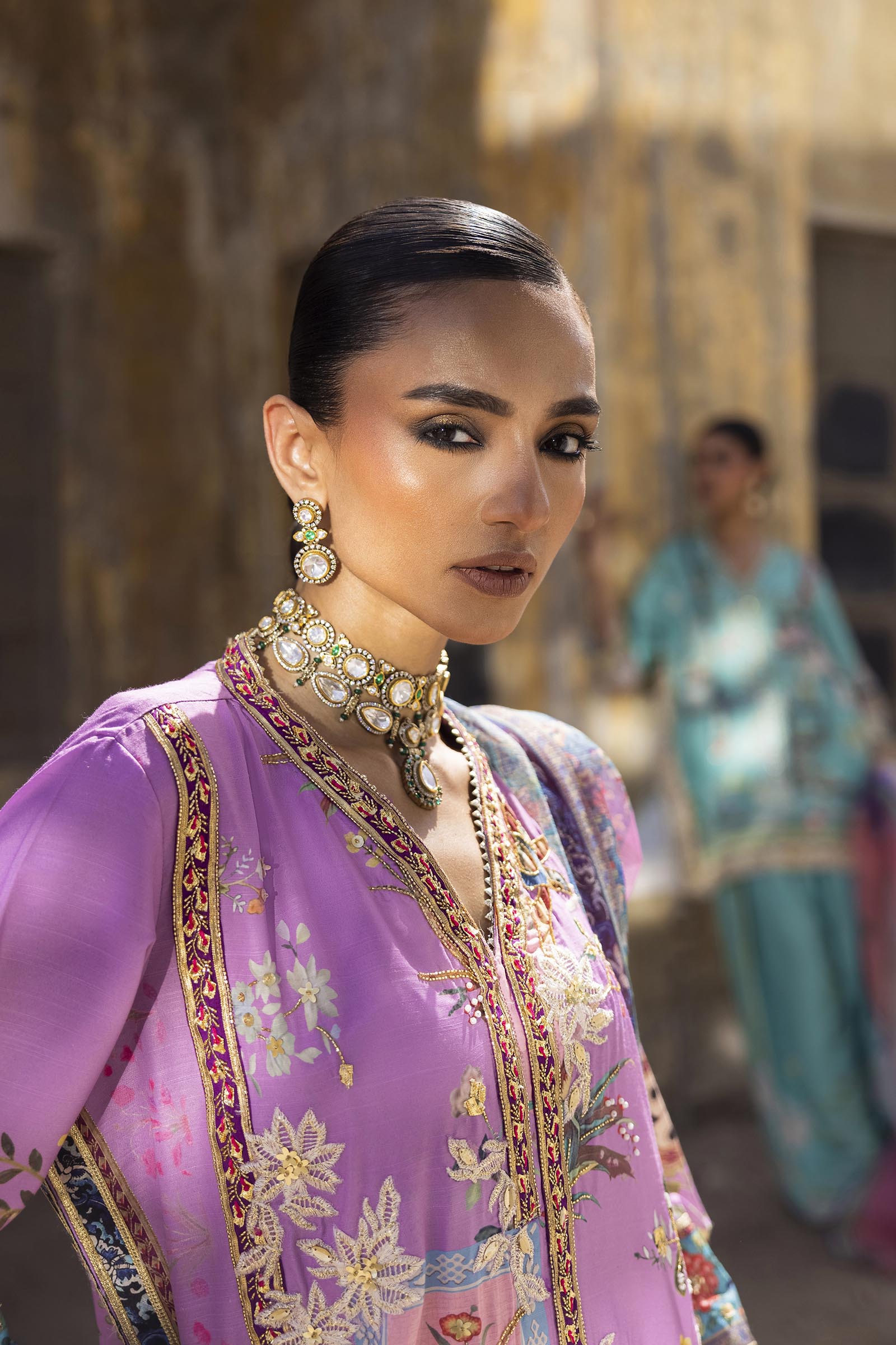 Stitched Embroidered Raw Silk Suit