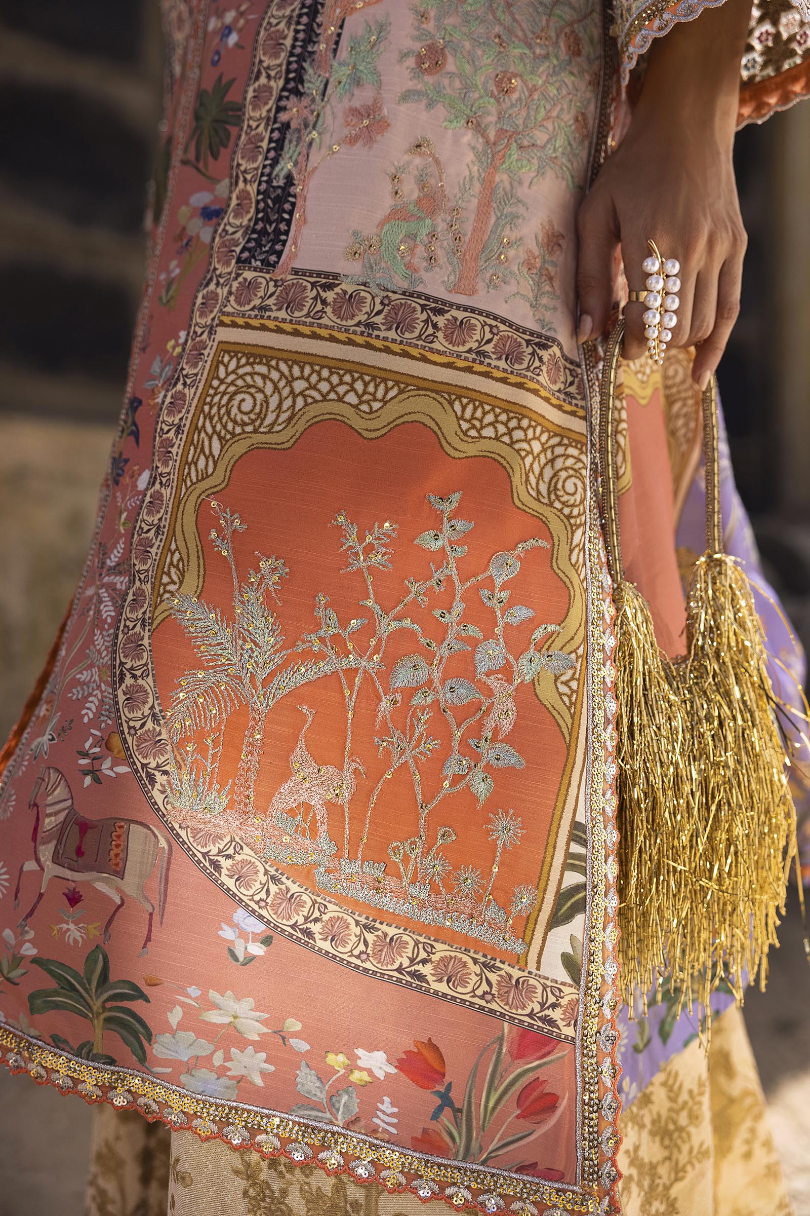 Stitched Embroidered Raw Silk Suit