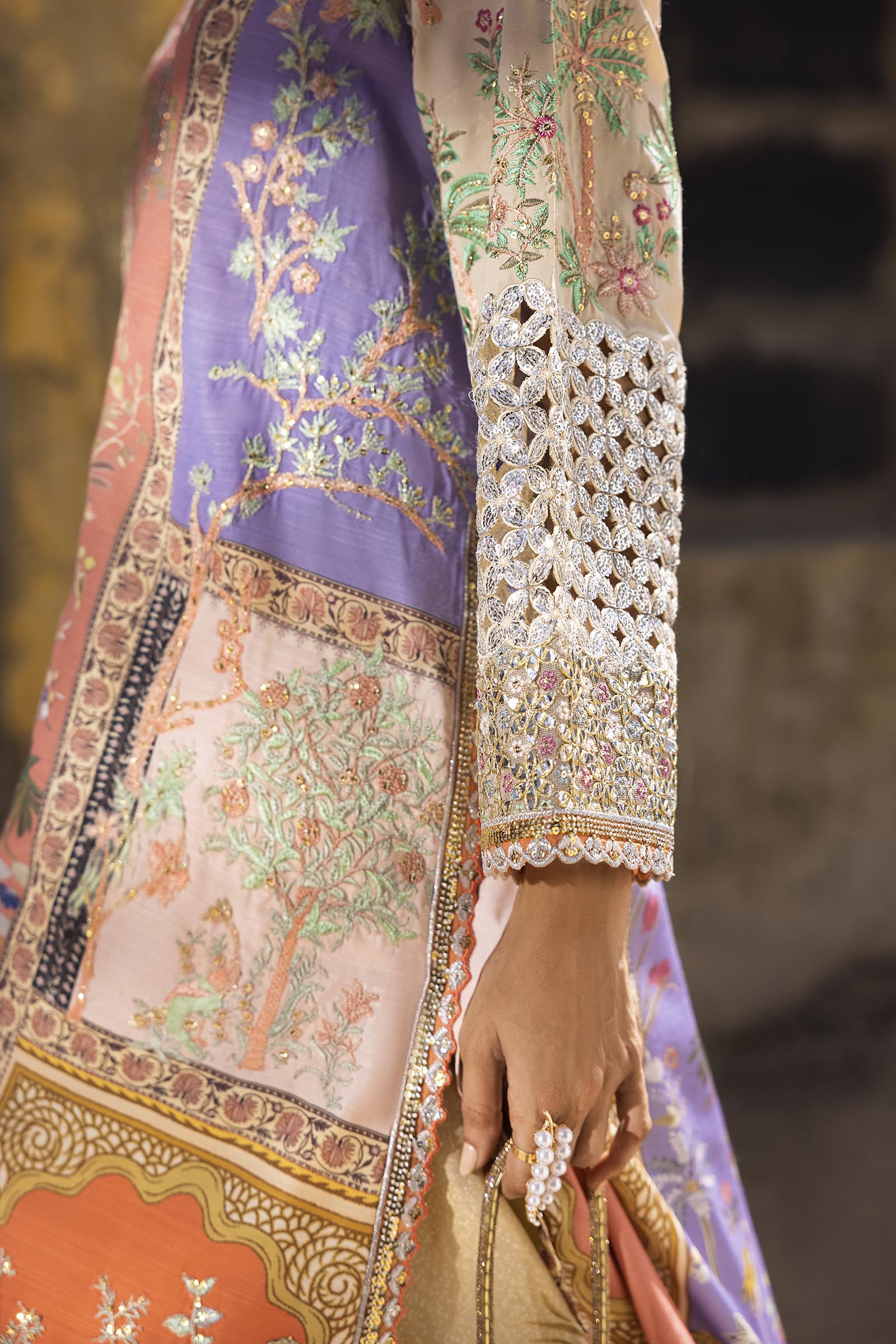 Stitched Embroidered Raw Silk Suit
