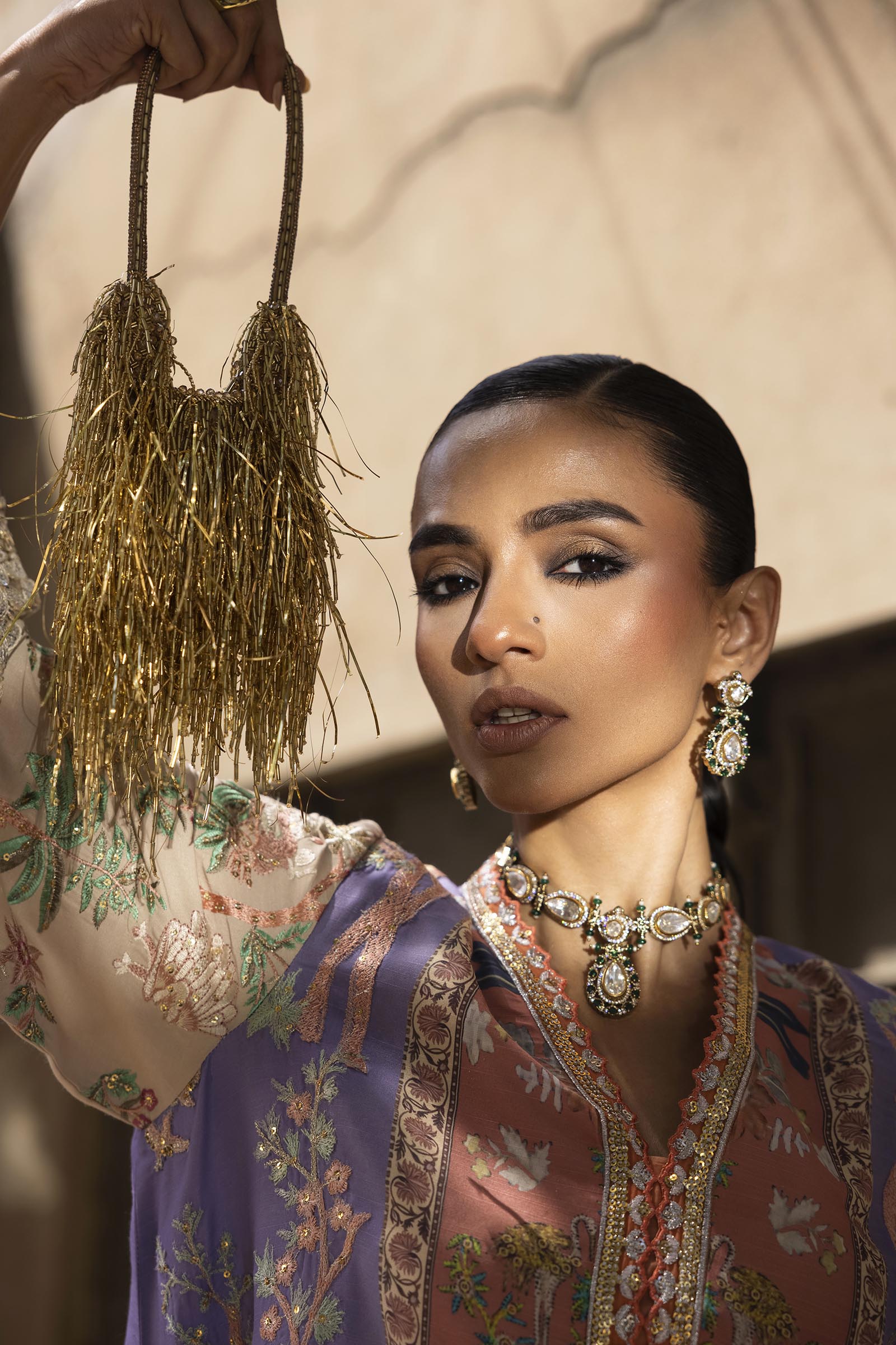 Stitched Embroidered Raw Silk Suit