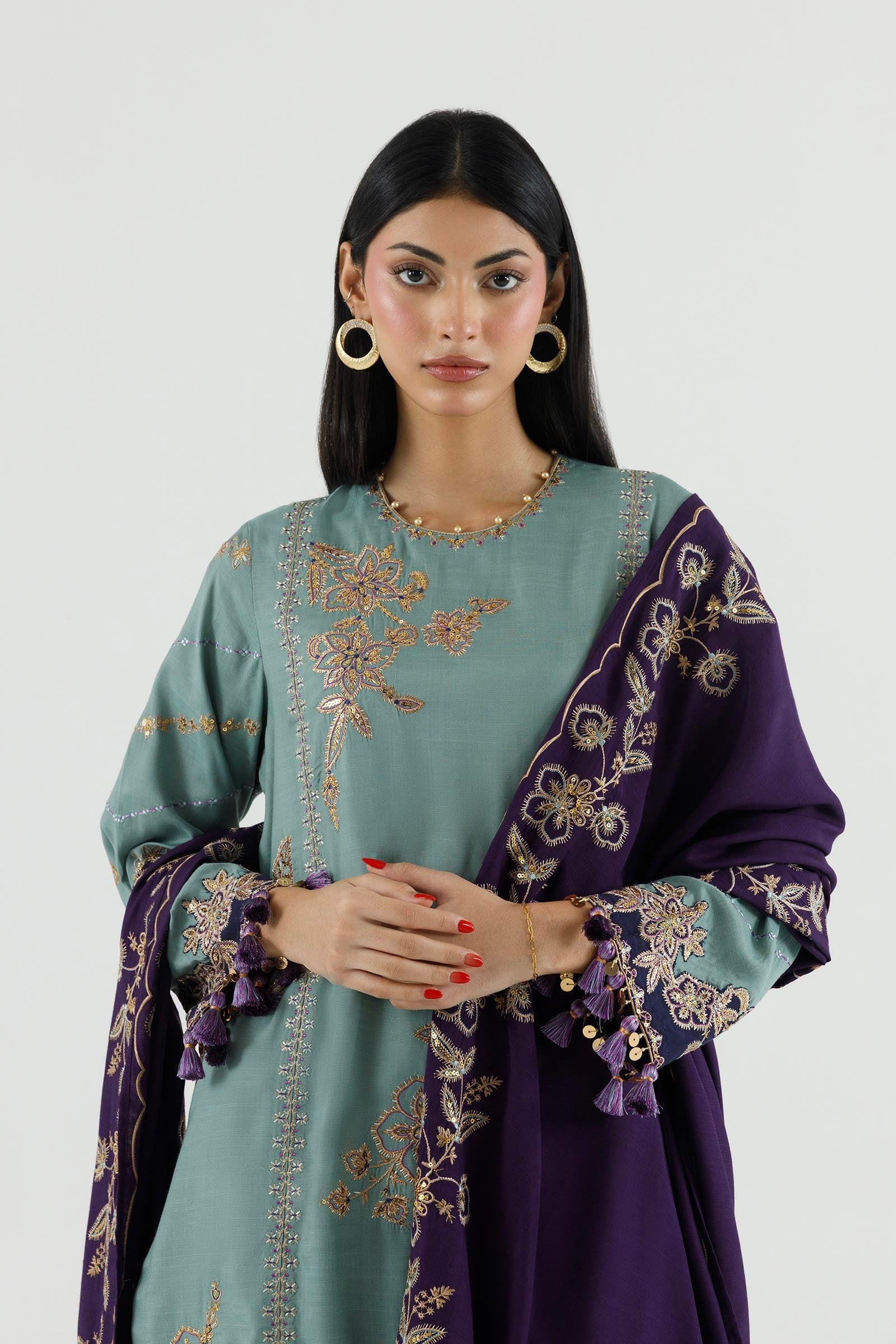 Stitched Embroidered Shirt+ Culotte