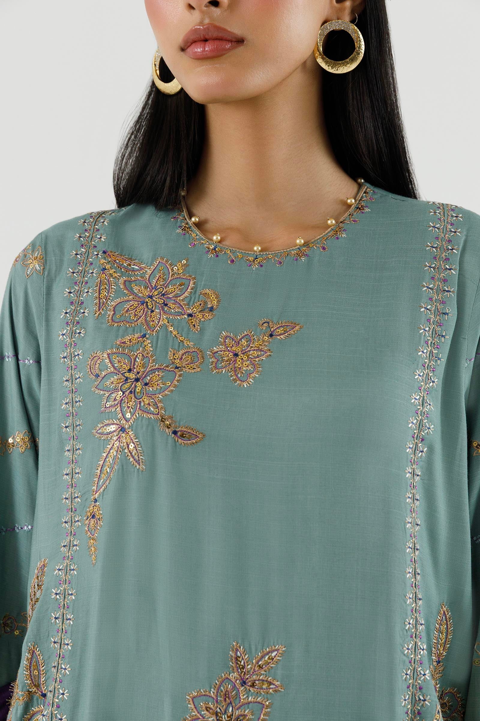 Stitched Embroidered Shirt+ Culotte
