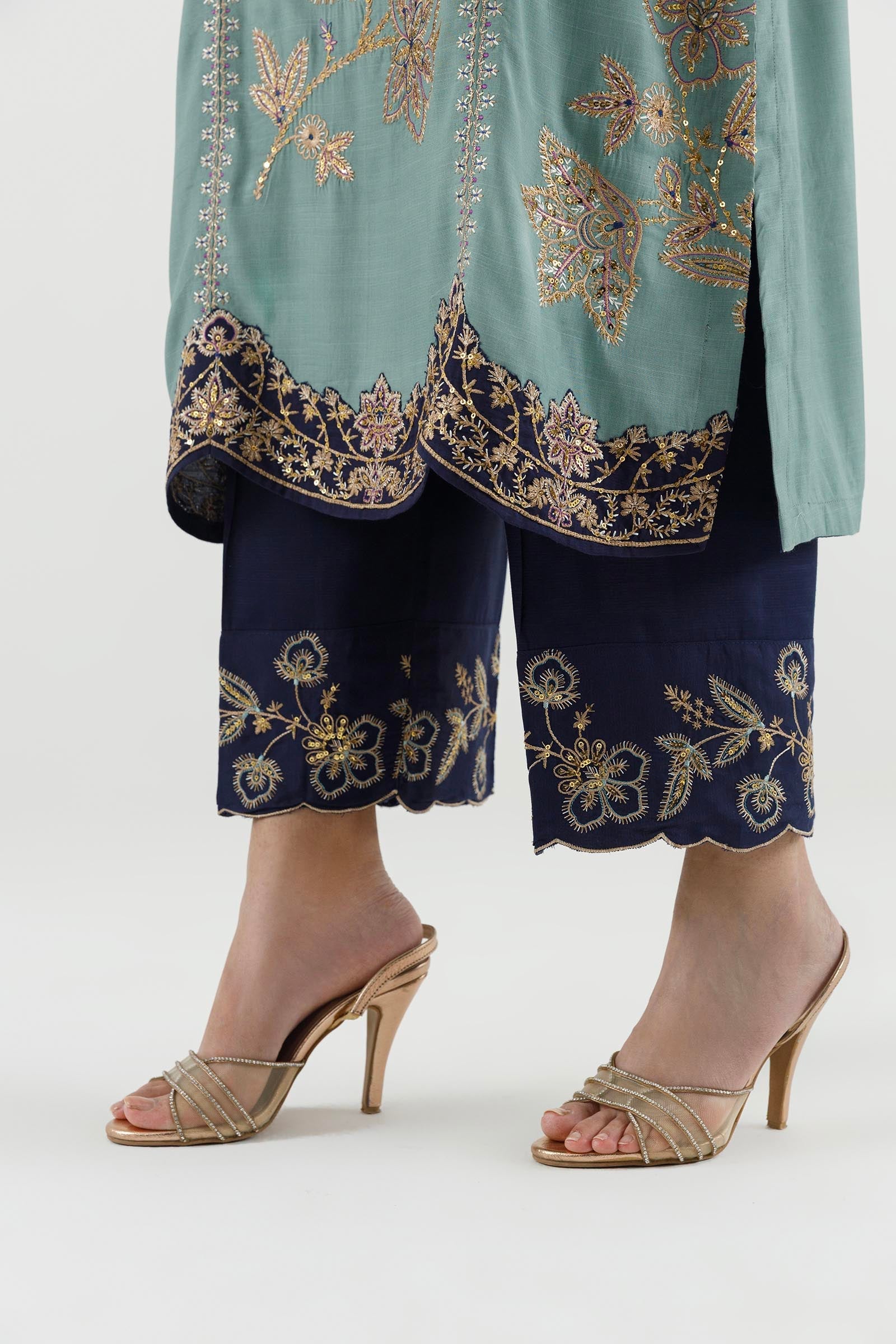 Stitched Embroidered Shirt+ Culotte