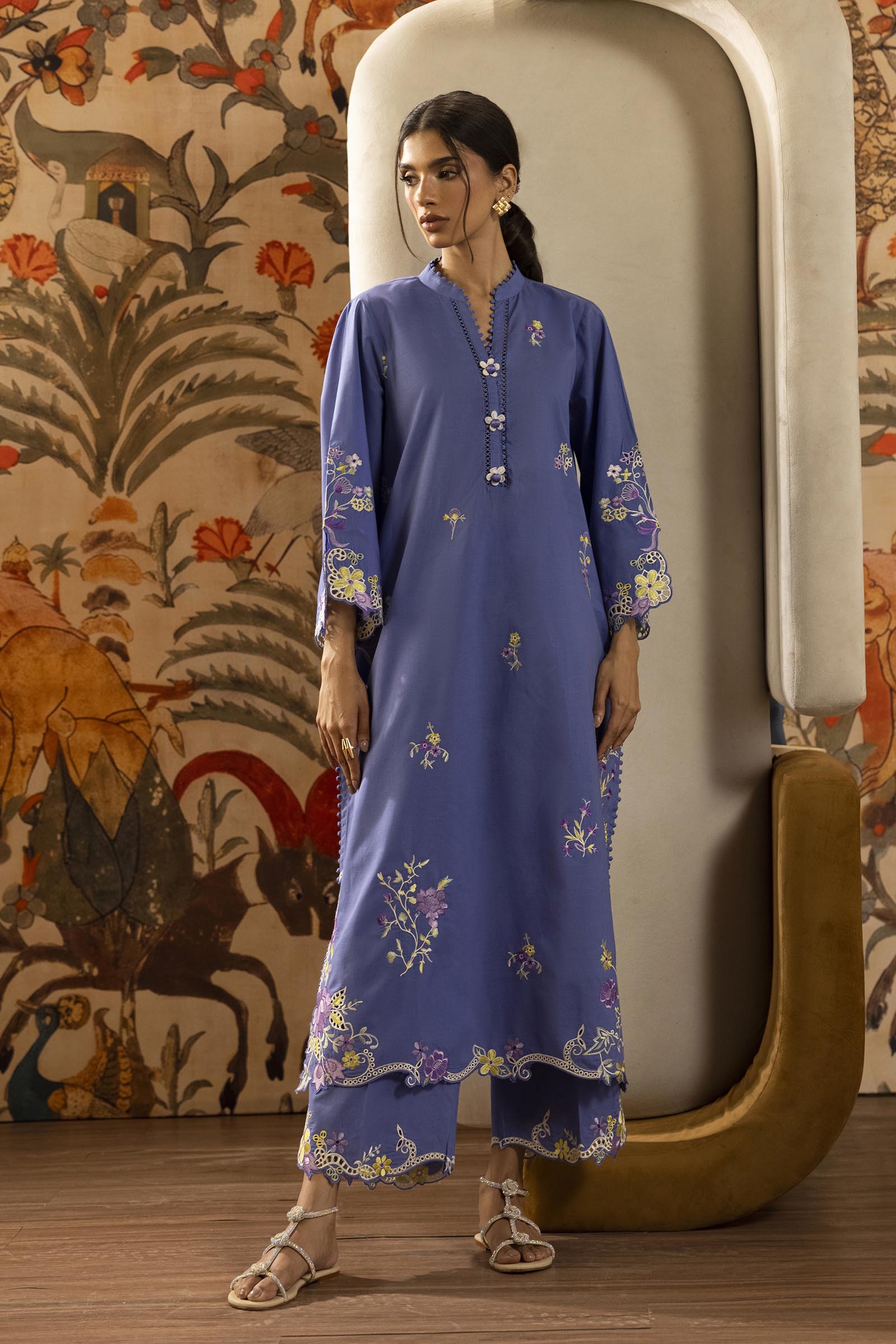 Stitched Embroidered Lawn Shirt + Culotte