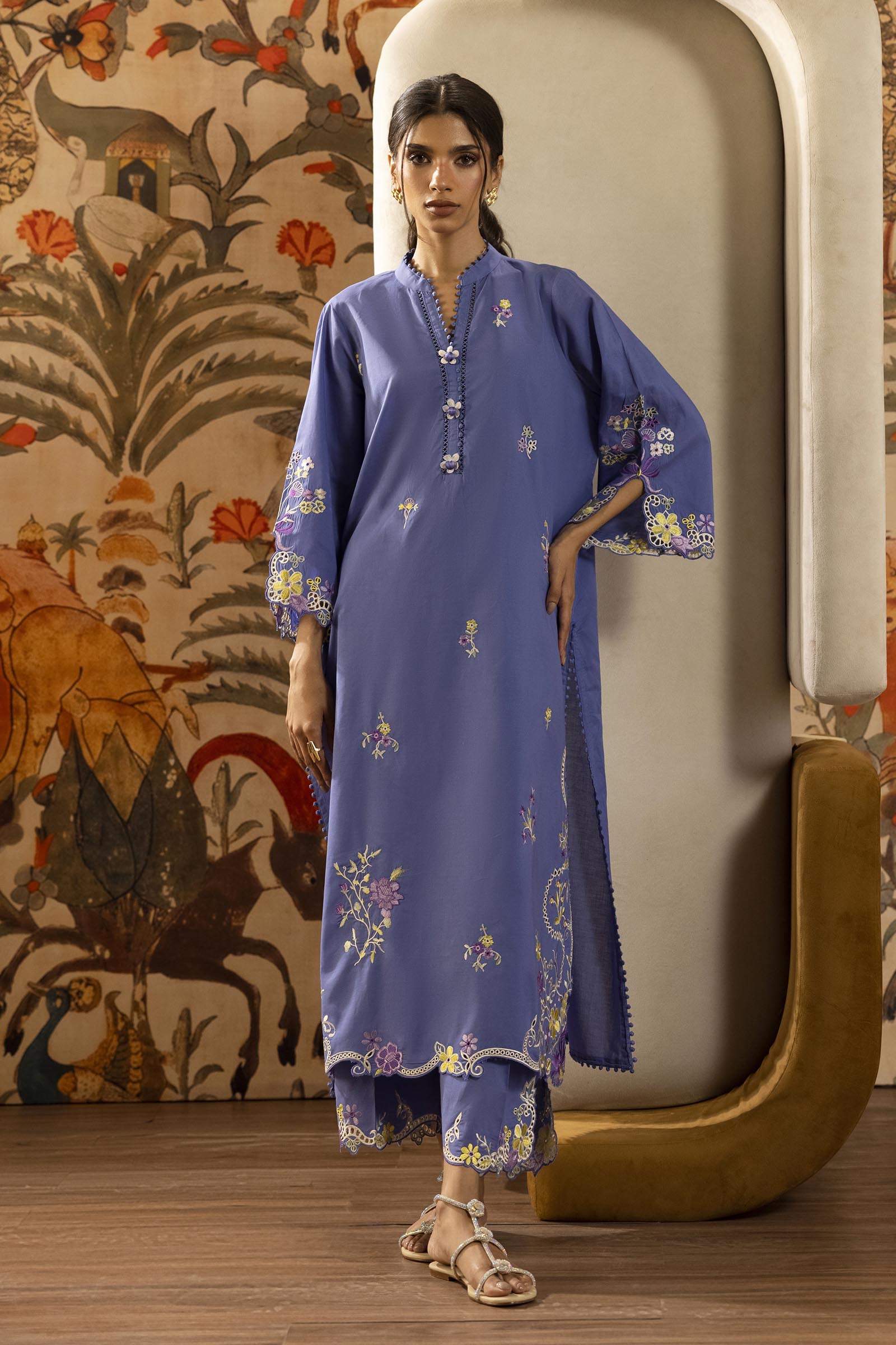 Stitched Embroidered Lawn Shirt + Culotte