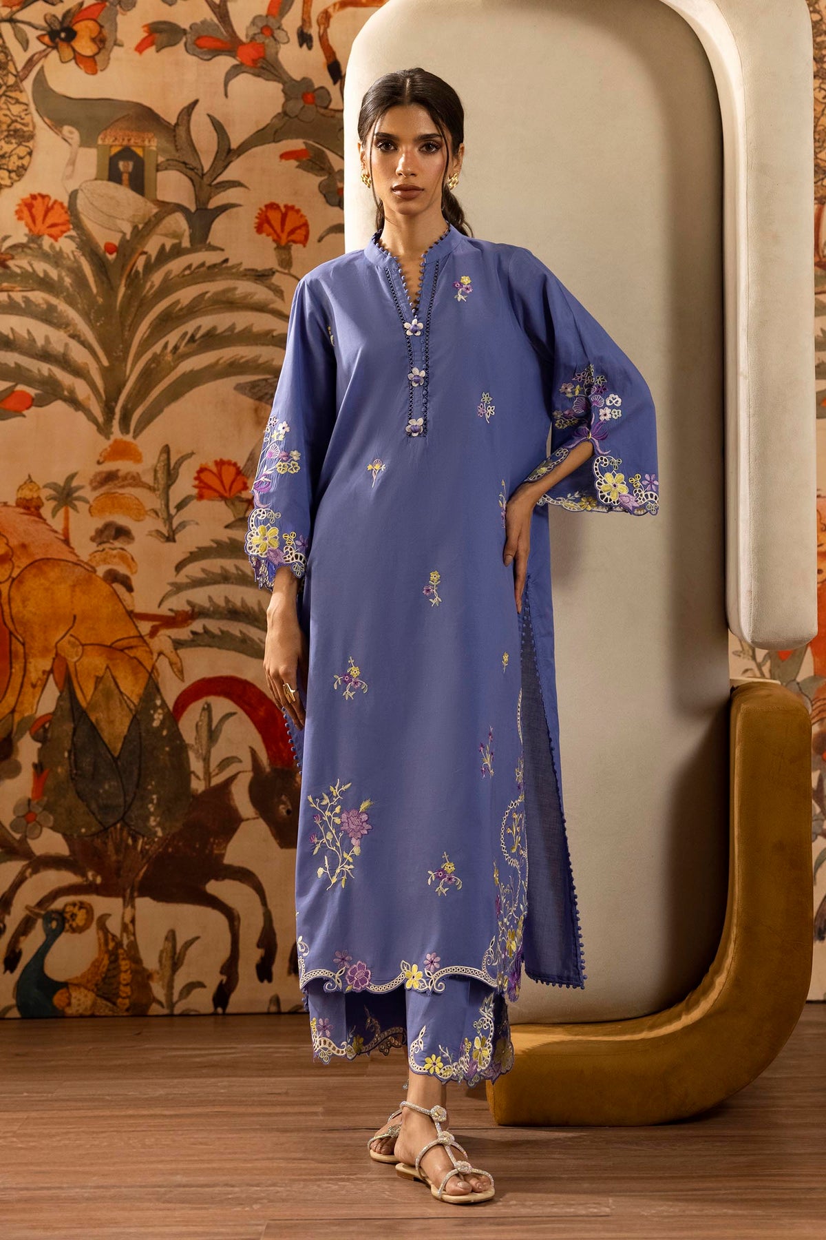 Stitched Embroidered Lawn Shirt + Culotte