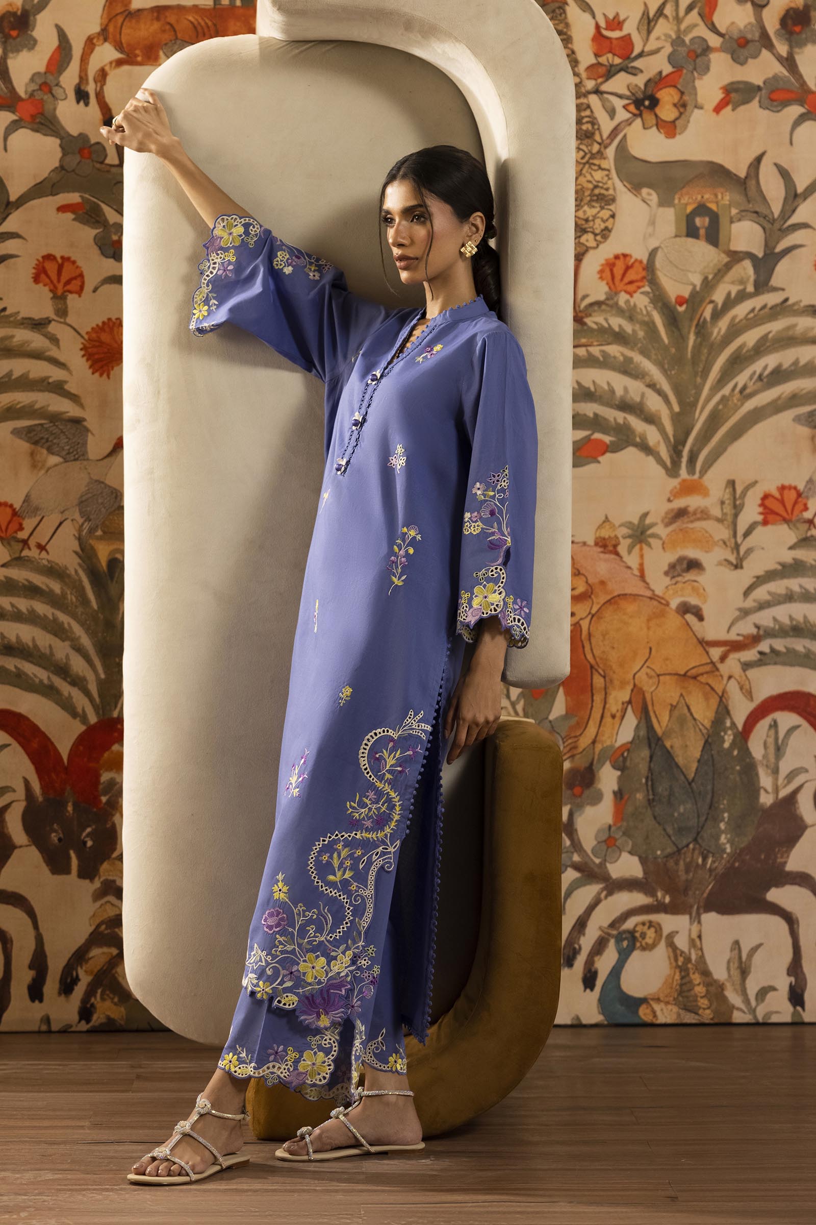 Stitched Embroidered Lawn Shirt + Culotte