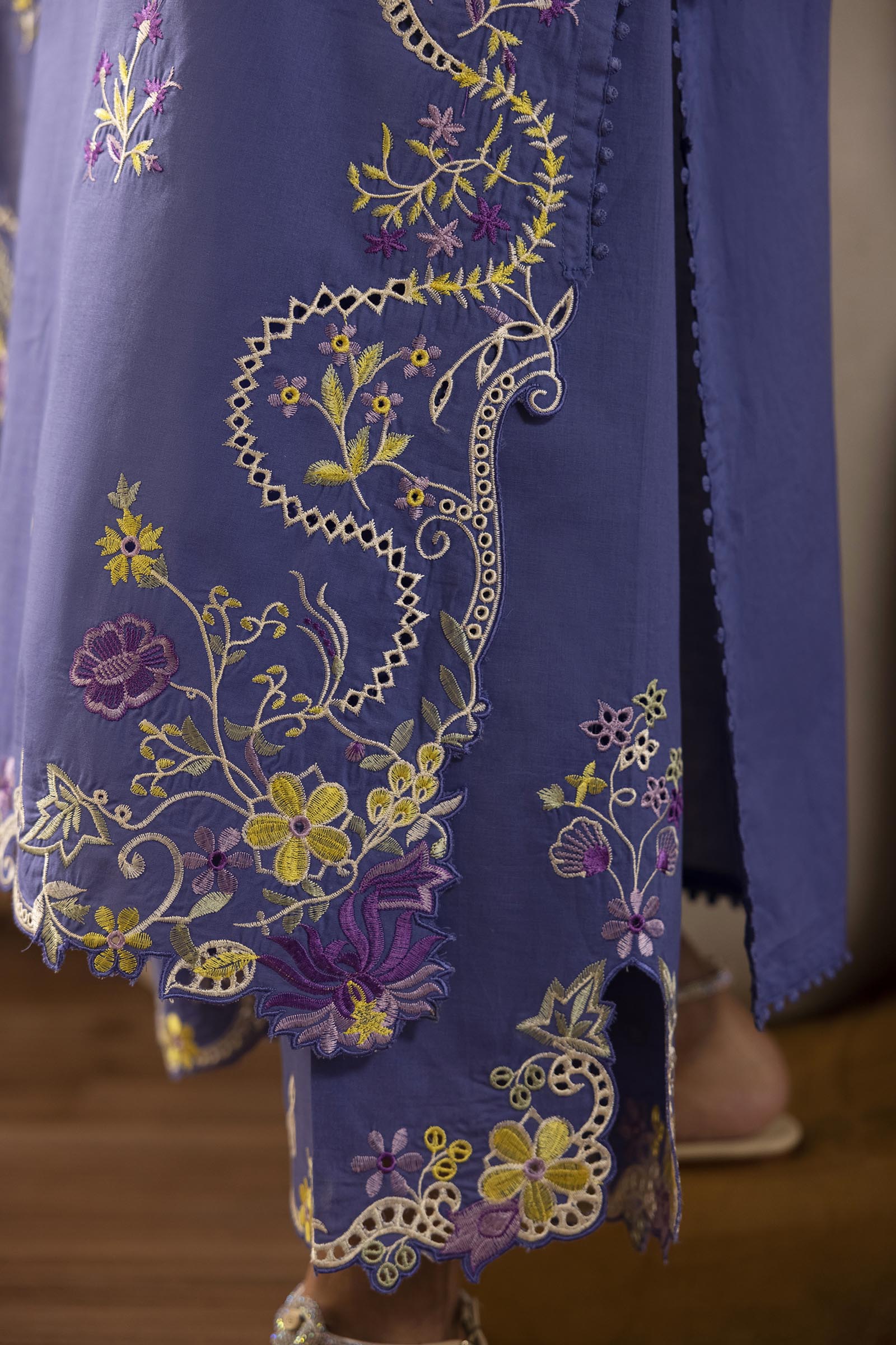 Stitched Embroidered Lawn Shirt + Culotte