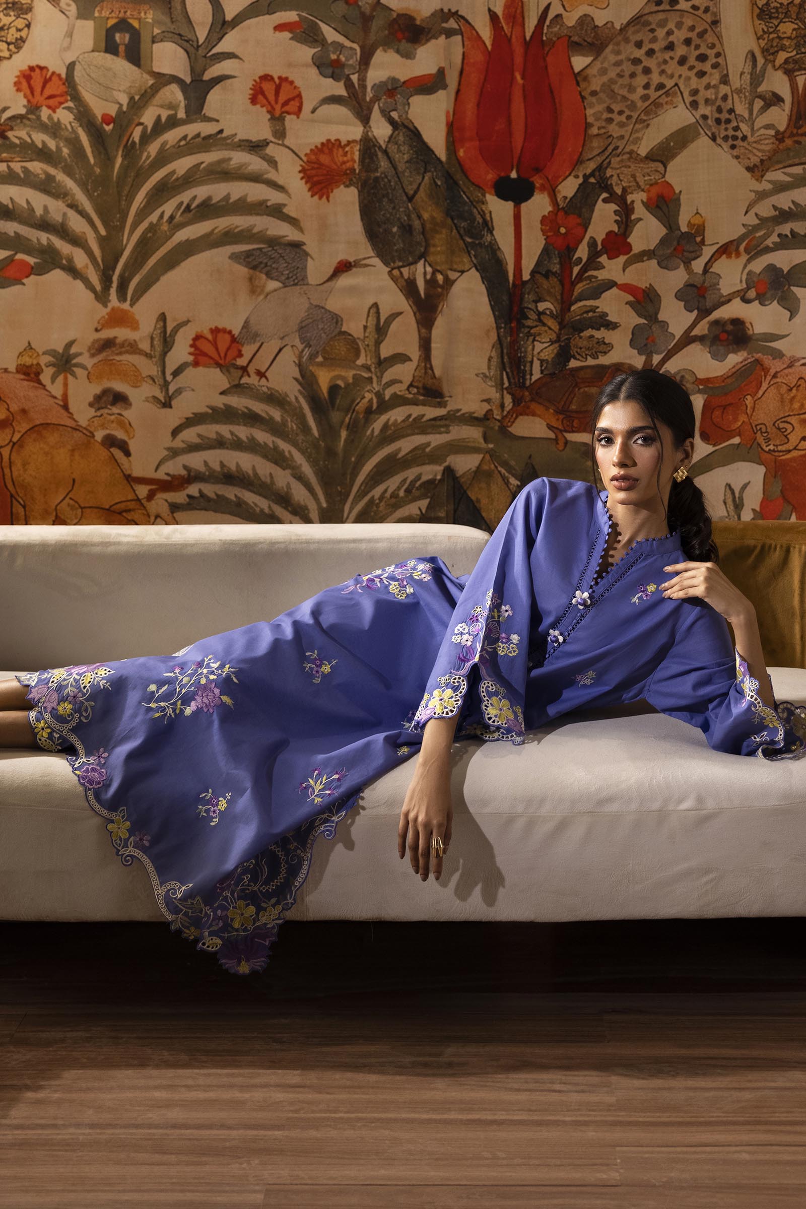 Stitched Embroidered Lawn Shirt + Culotte