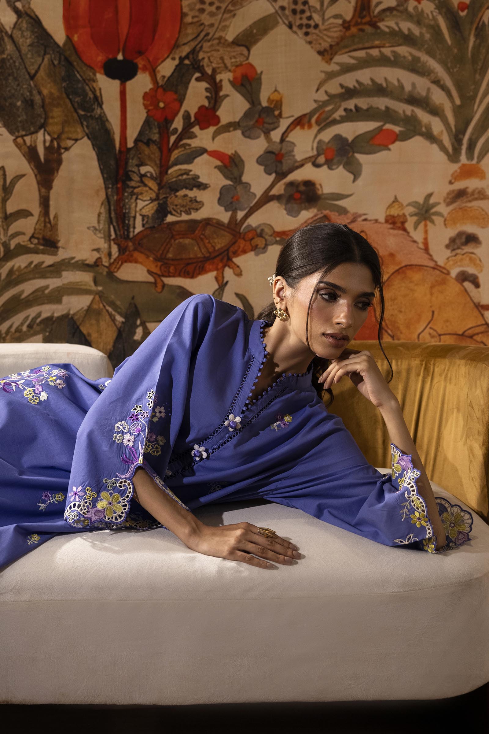 Stitched Embroidered Lawn Shirt + Culotte