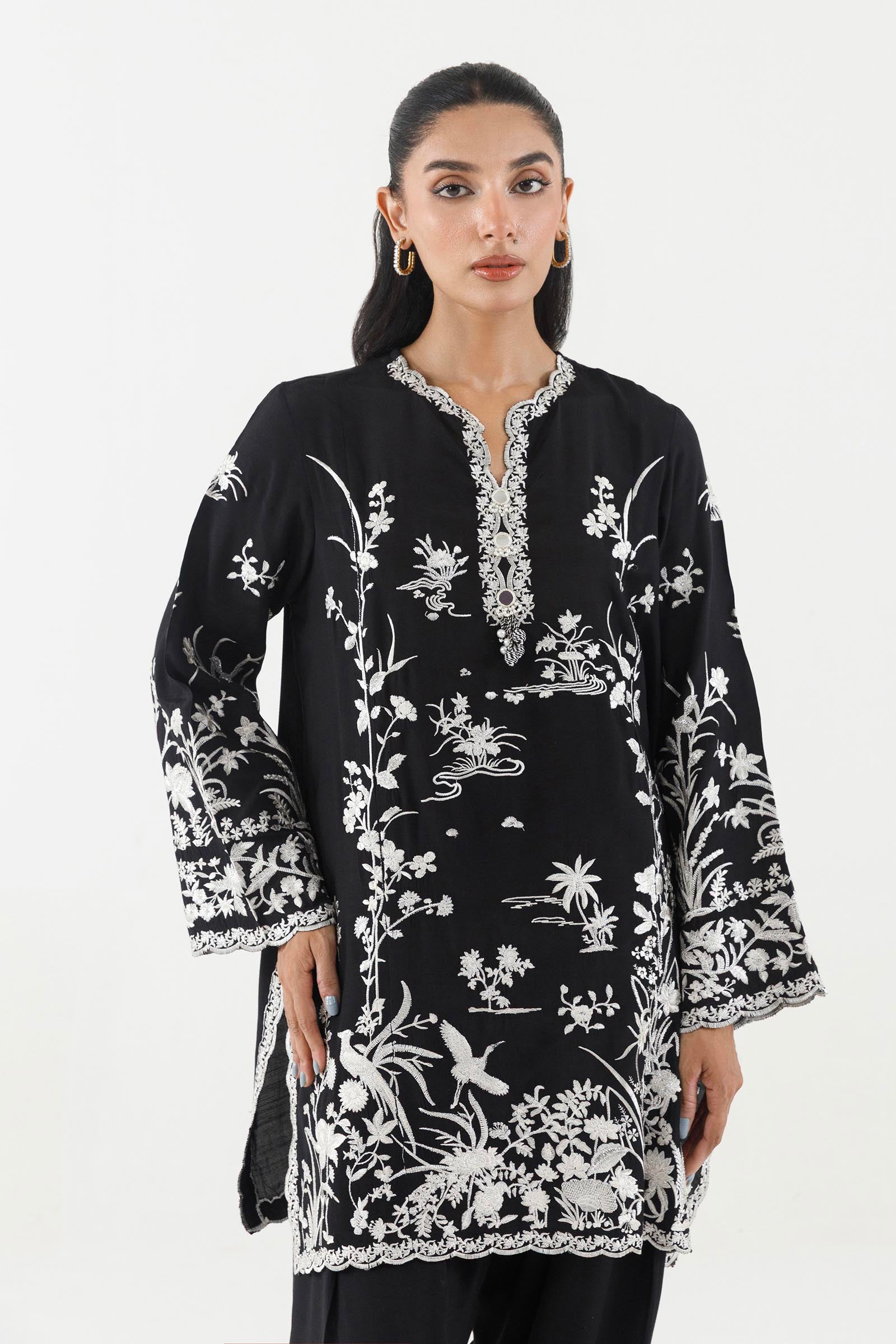 Stitched Embroidered Raw Silk Suit
