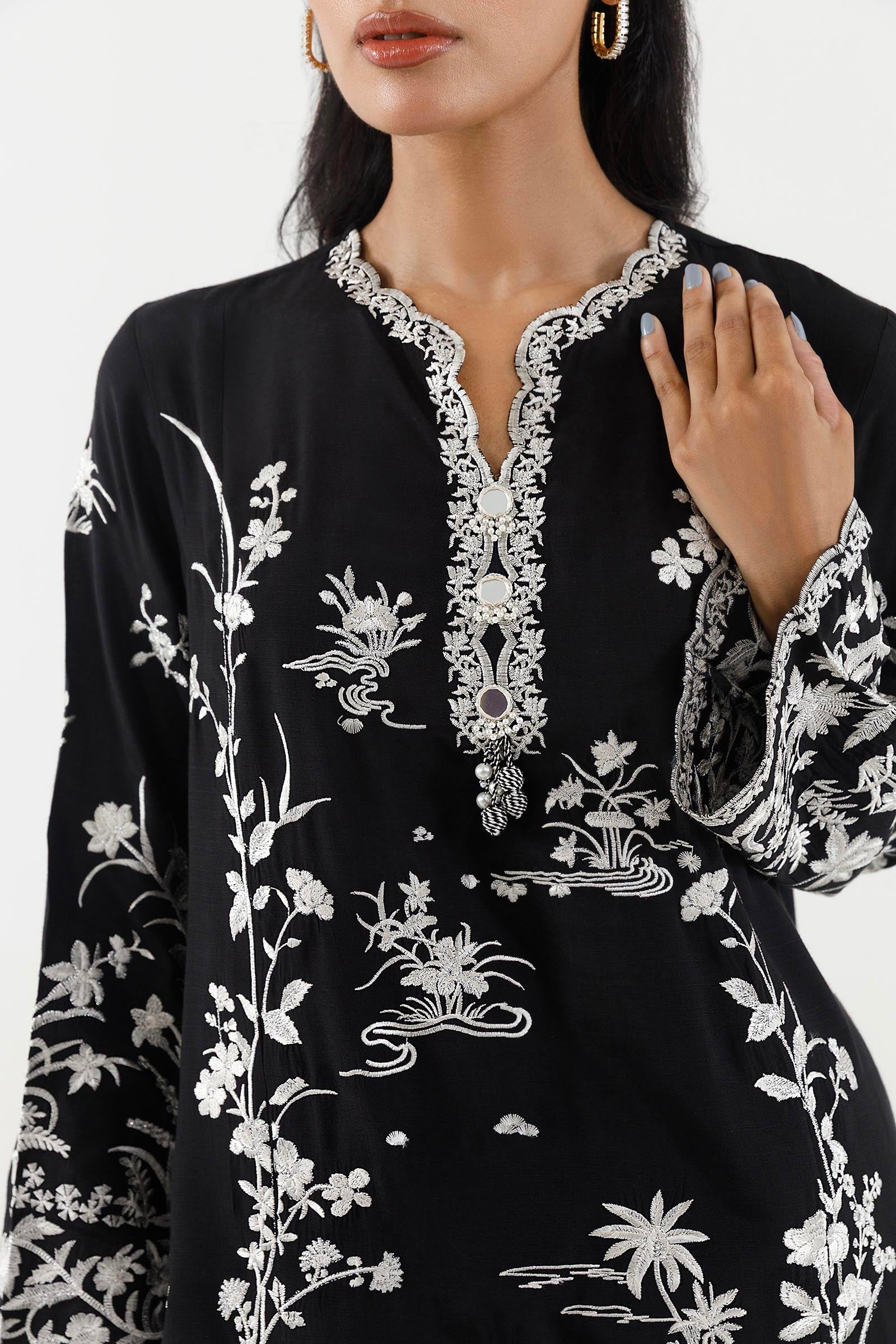 Stitched Embroidered Raw Silk Suit