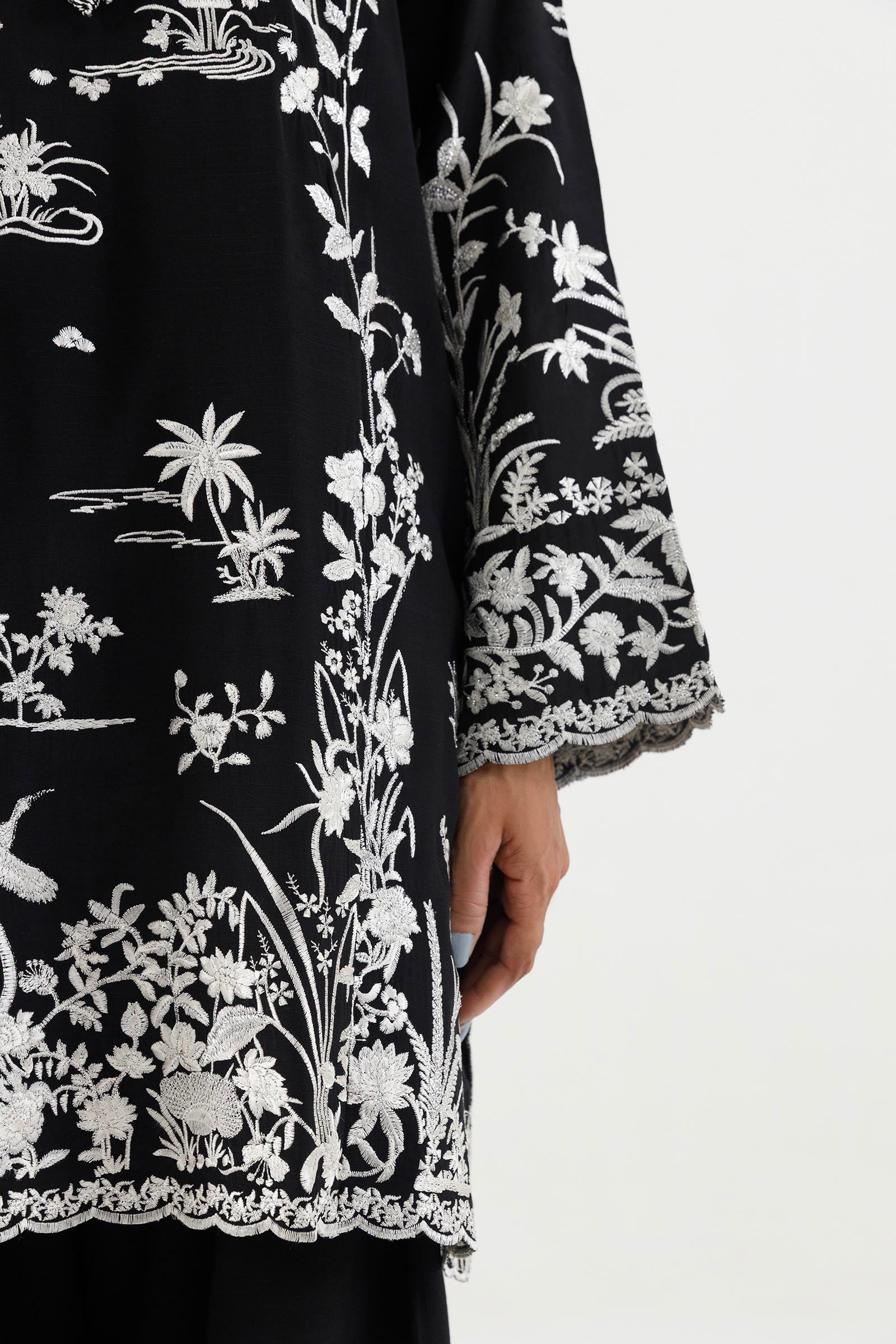 Stitched Embroidered Raw Silk Suit