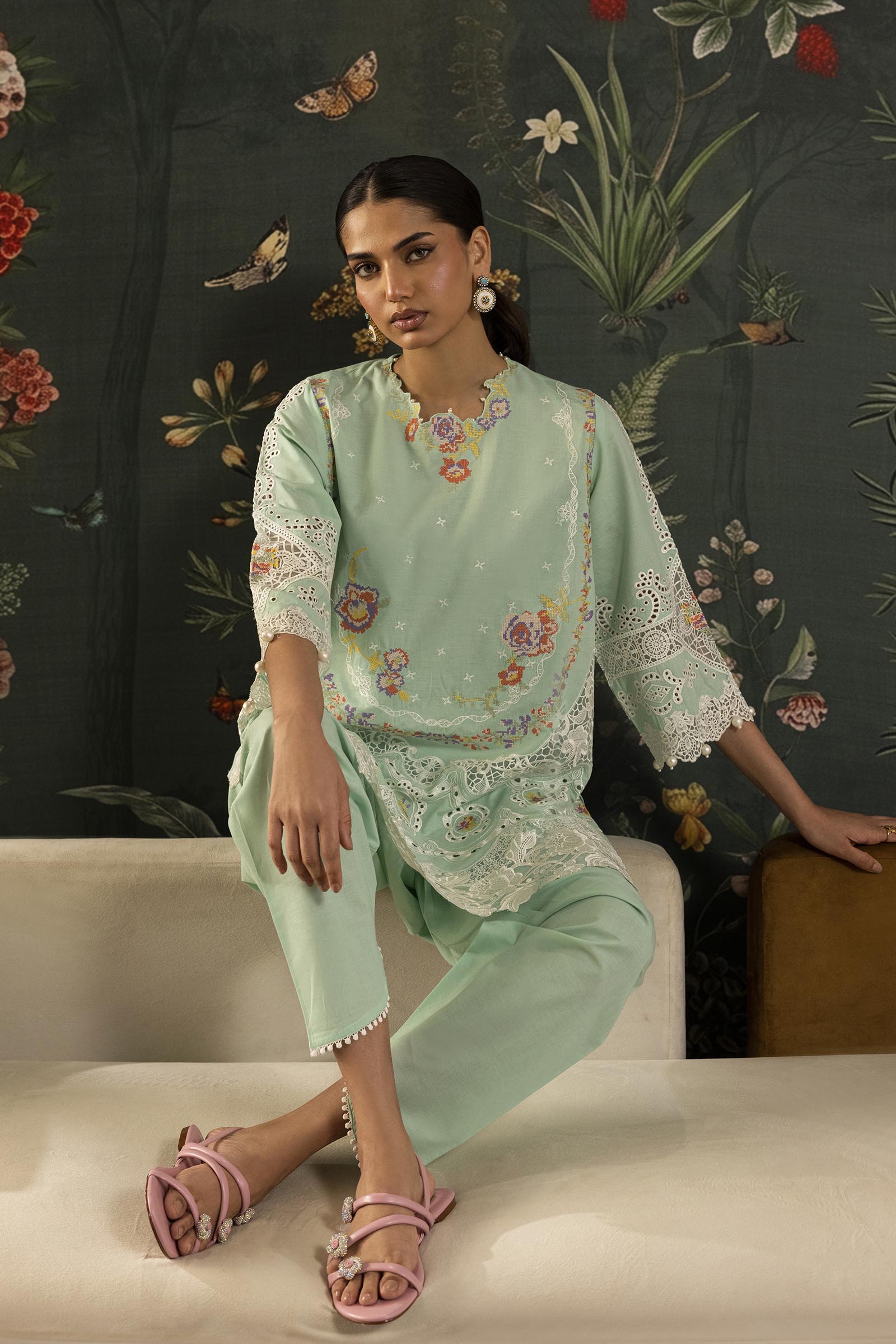 Stitched Embroidered Lawn Suit