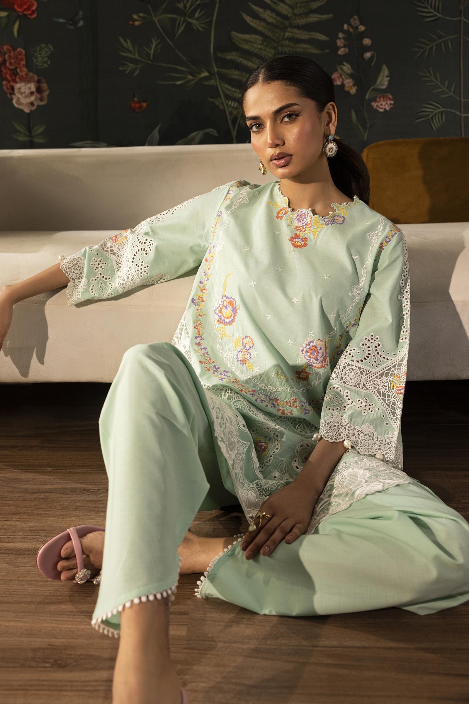 Stitched Embroidered Lawn Suit