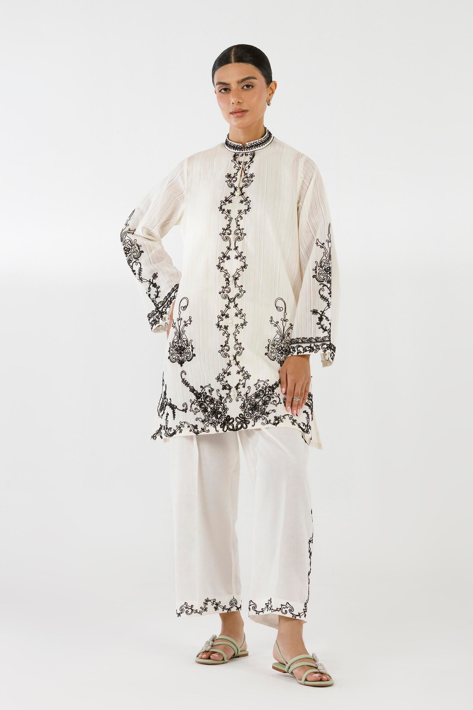 Stitched Embroidered Stripe Zuri Shirt+ Culotte