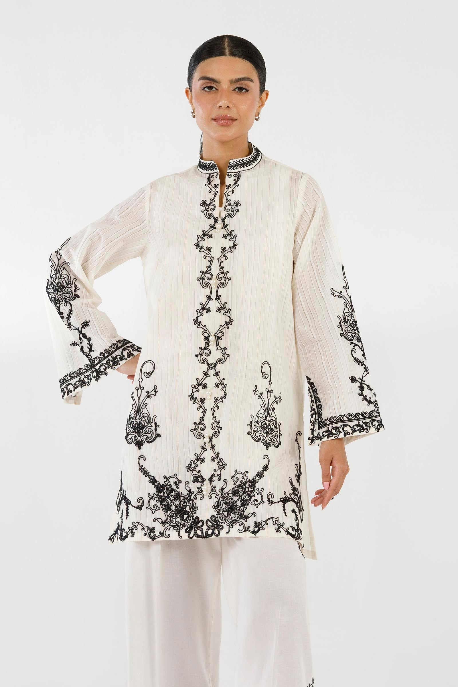 Stitched Embroidered Stripe Zuri Shirt+ Culotte