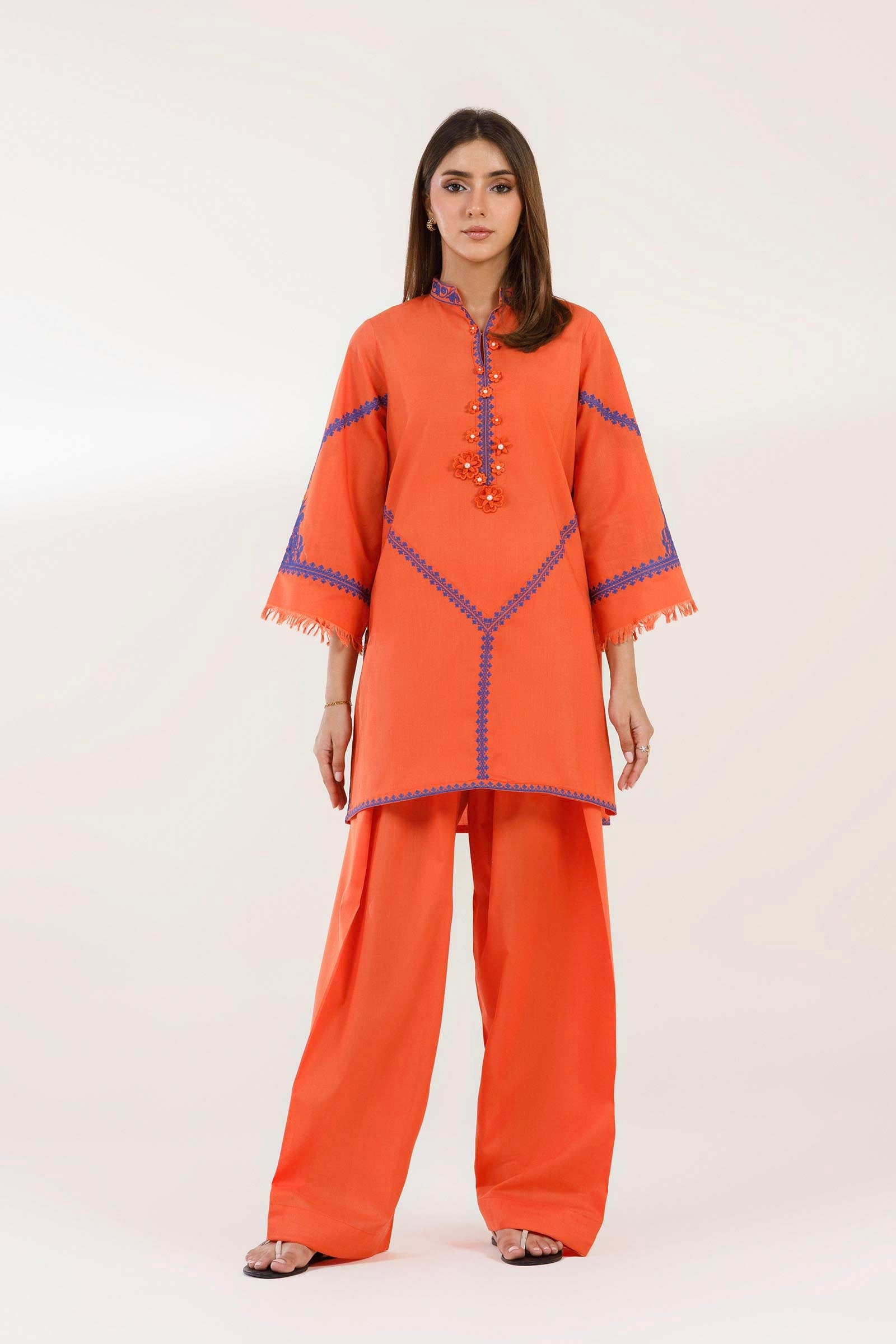 Stitched Embroidered Slub Lawn Shirt+ Shalwar