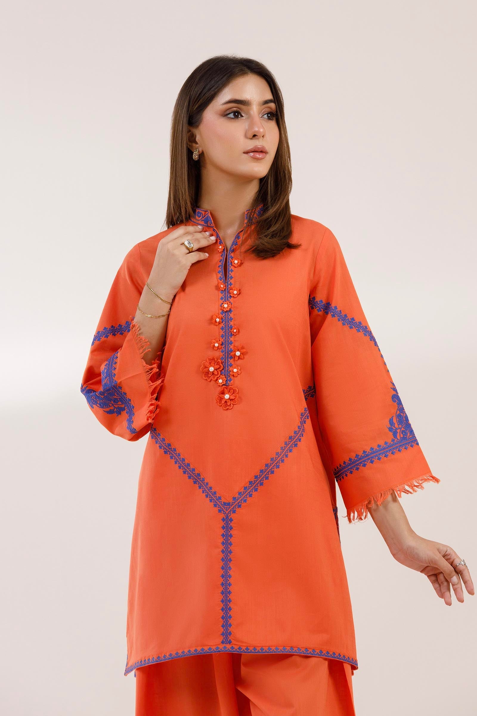 Stitched Embroidered Slub Lawn Shirt+ Shalwar