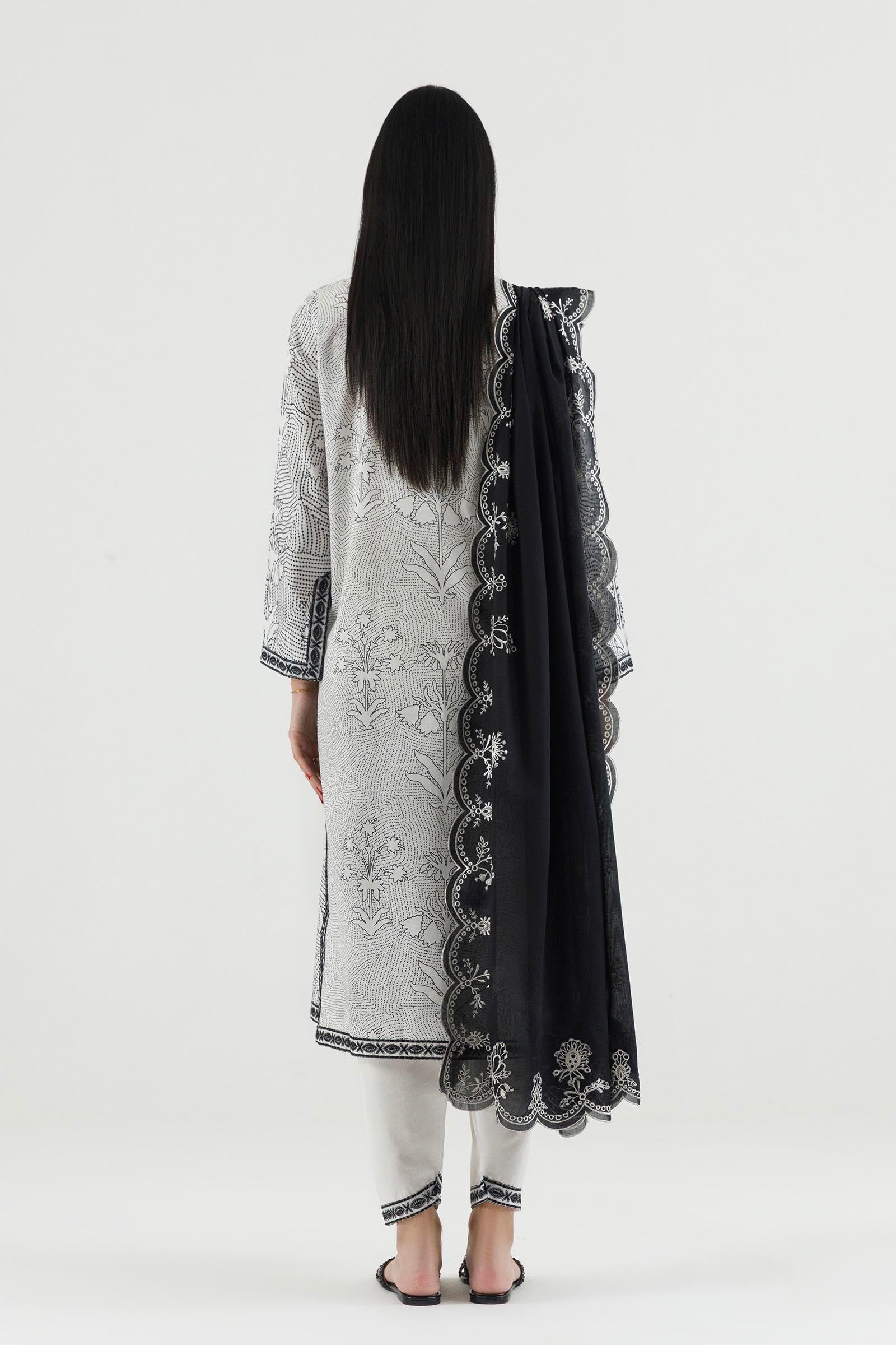 Stitched Embroidered Lawn Shirt+ Culotte