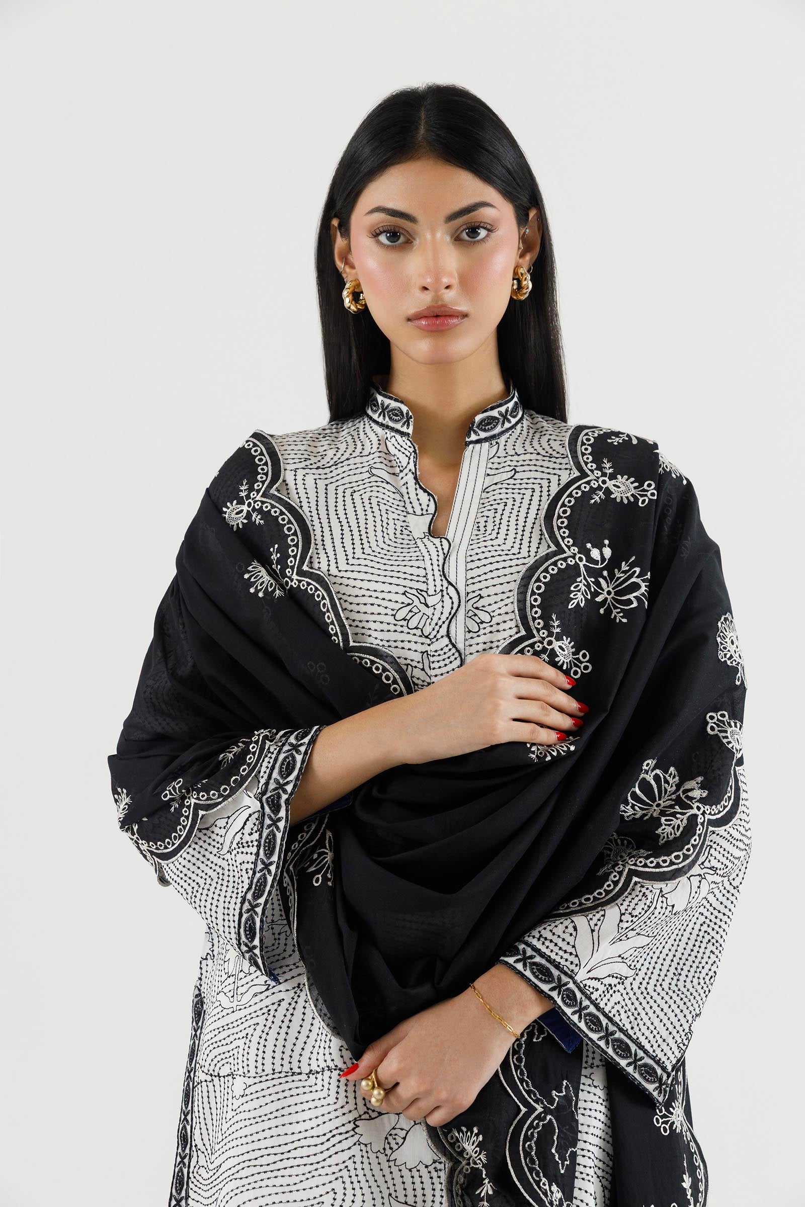 Stitched Embroidered Lawn Shirt+ Culotte