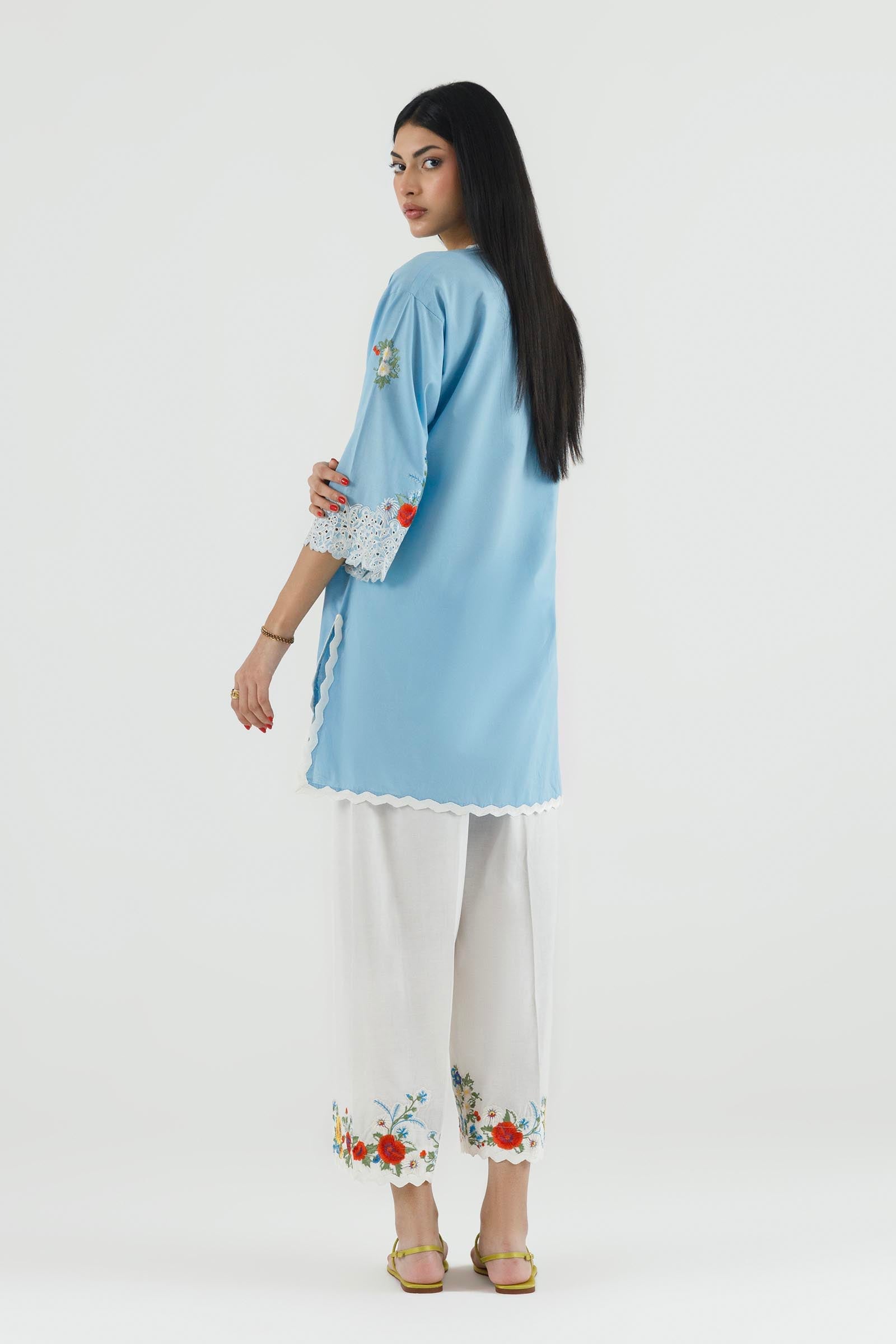 Stitched Embroidered Lawn Shirt+ Culotte