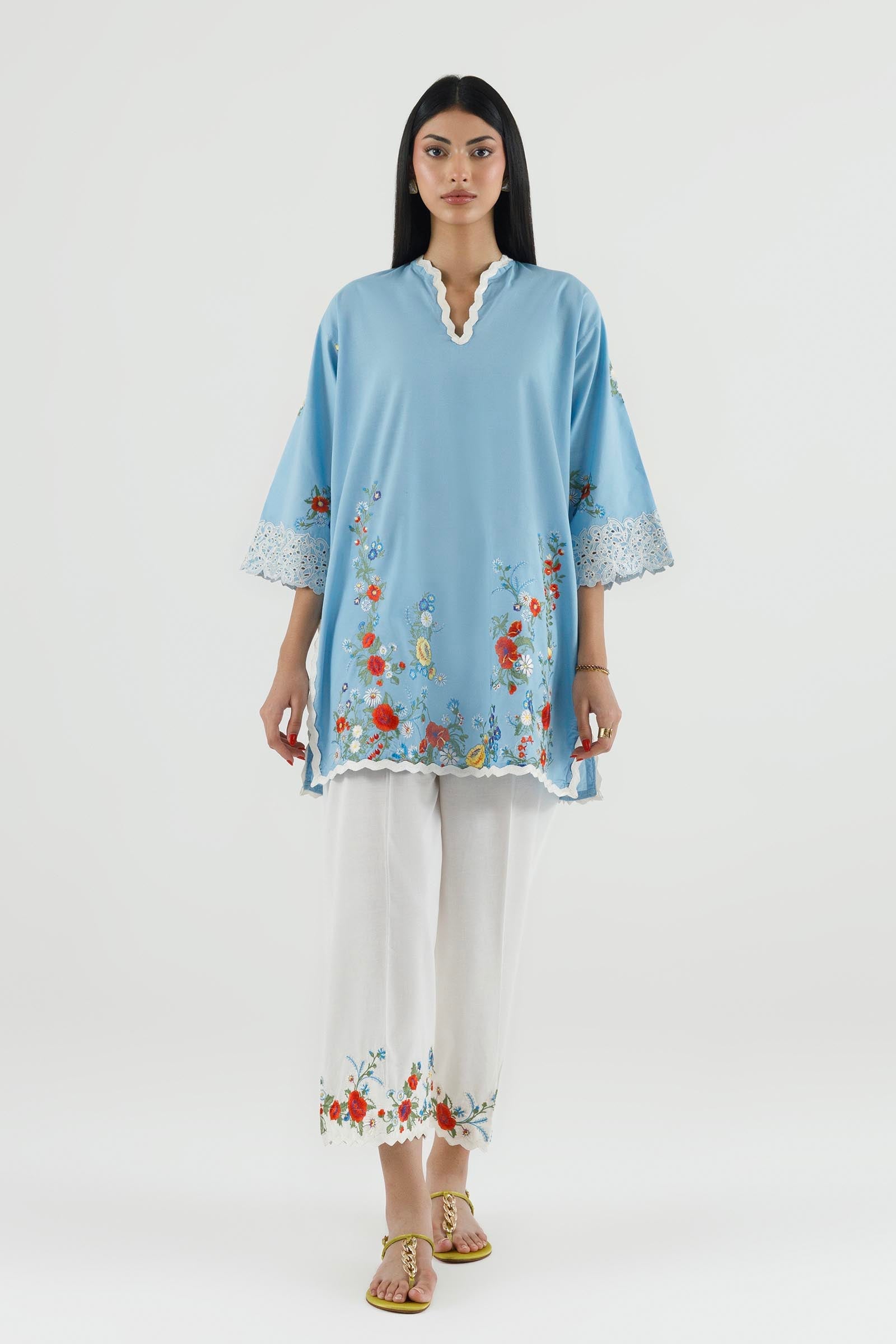 Stitched Embroidered Lawn Shirt+ Culotte