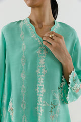 Stitched Emboidered Raw Silk Shirt+ Shalwar