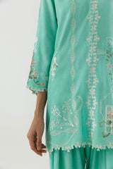 Stitched Emboidered Raw Silk Shirt+ Shalwar