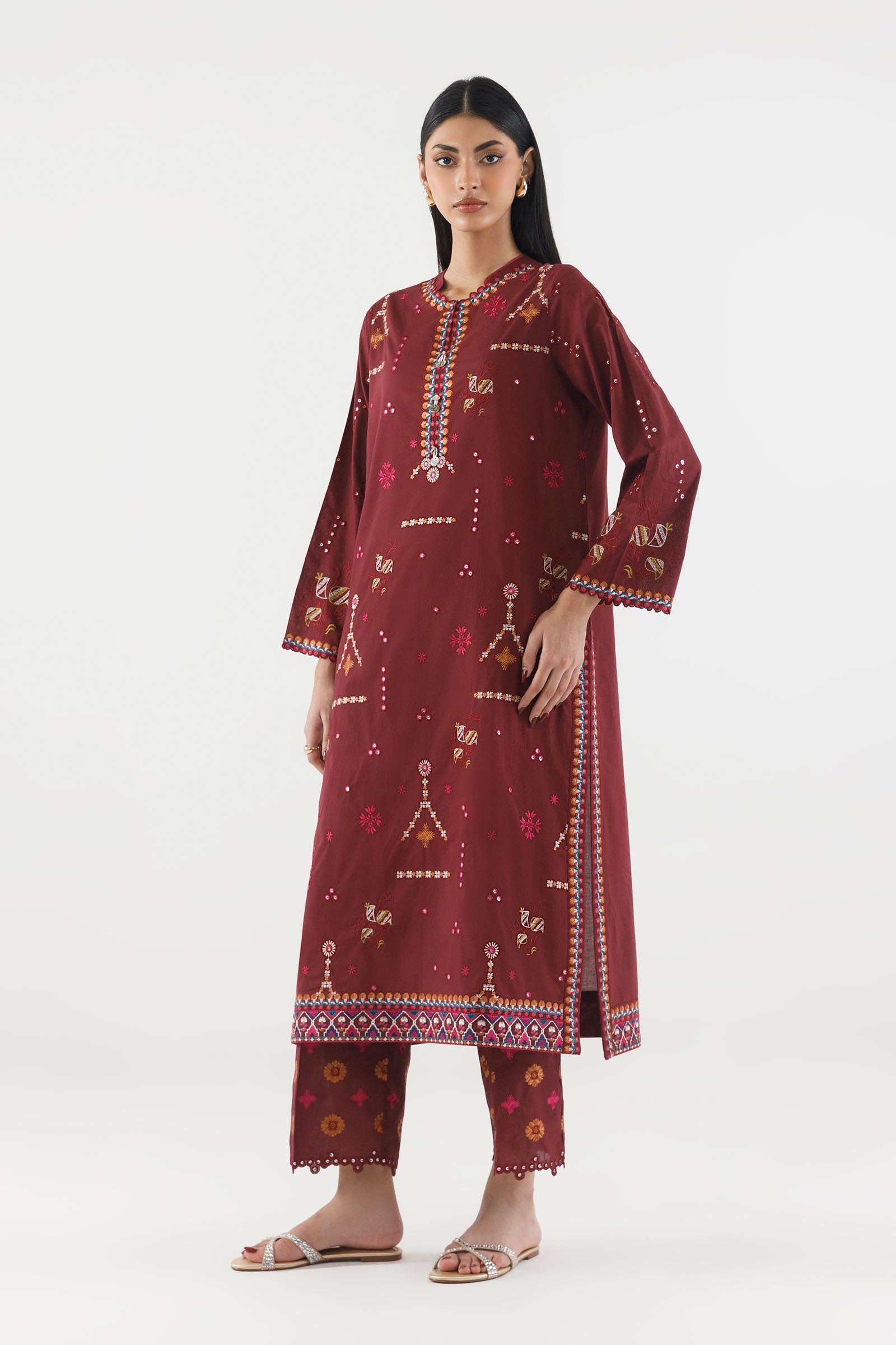 Stitched Embroidered Lawn Shirt+ Culotte