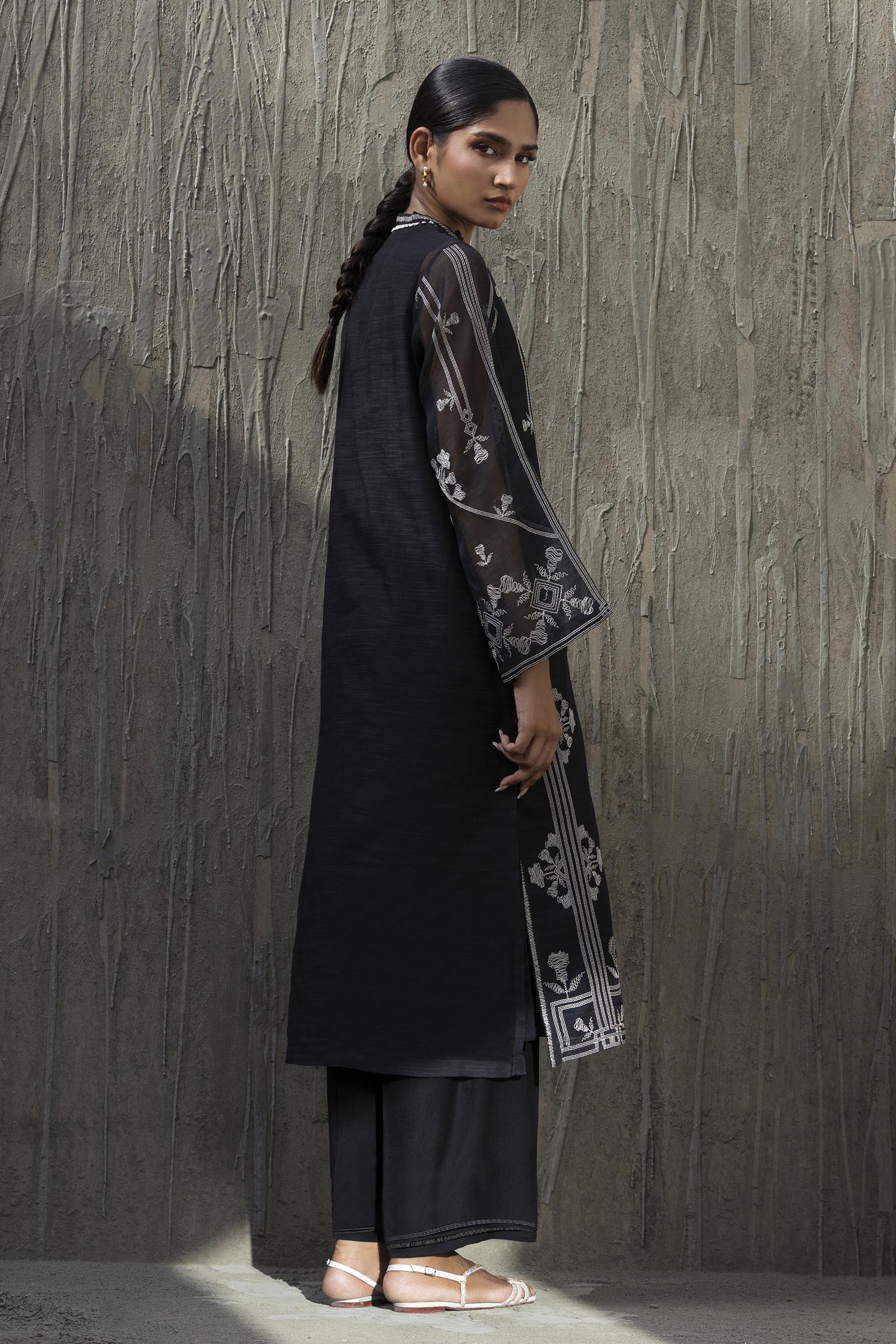 Stitched Embroidered Slub Shirt+ Culotte