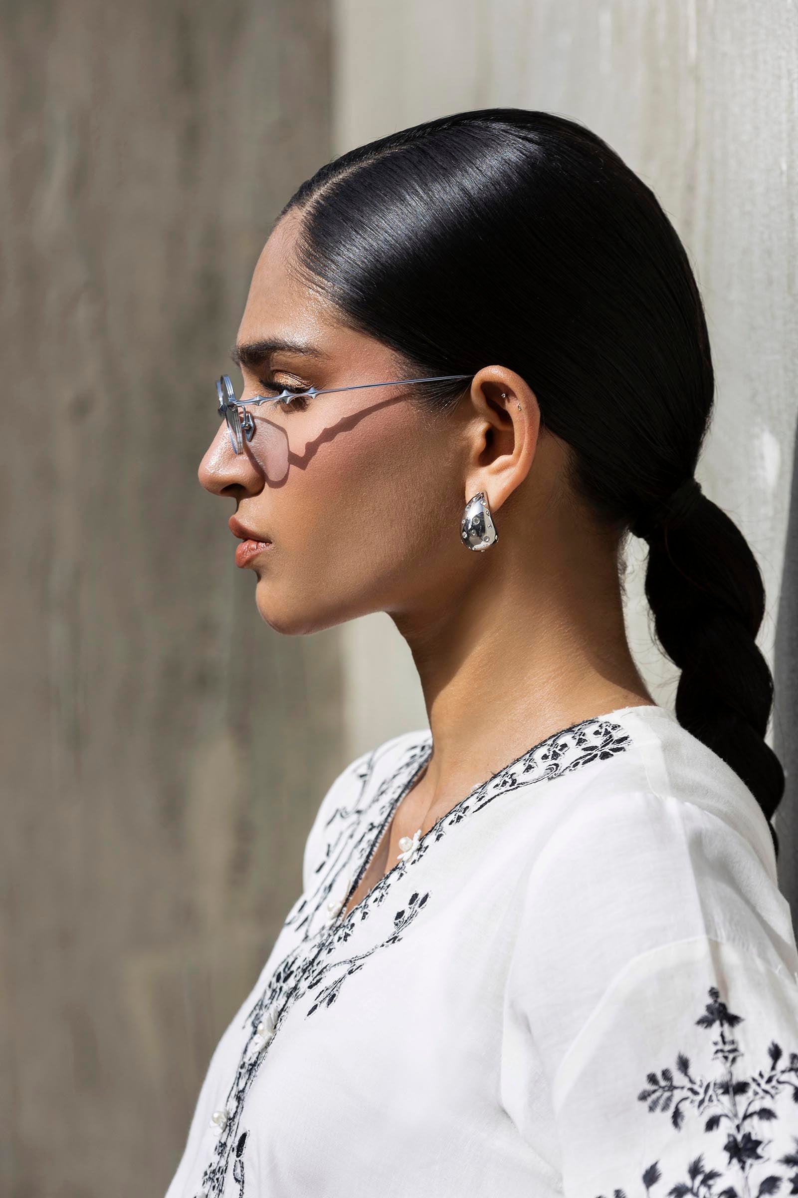 Stitched Embroidered Khaadi Silk Shirt+ Culotte