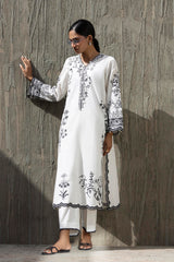 Stitched Embroidered Khaadi Silk Shirt+ Culotte