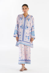 Stitched Printed Satin Shirt + Culotte