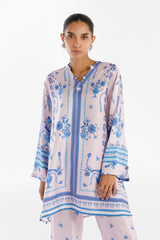 Stitched Printed Satin Shirt + Culotte