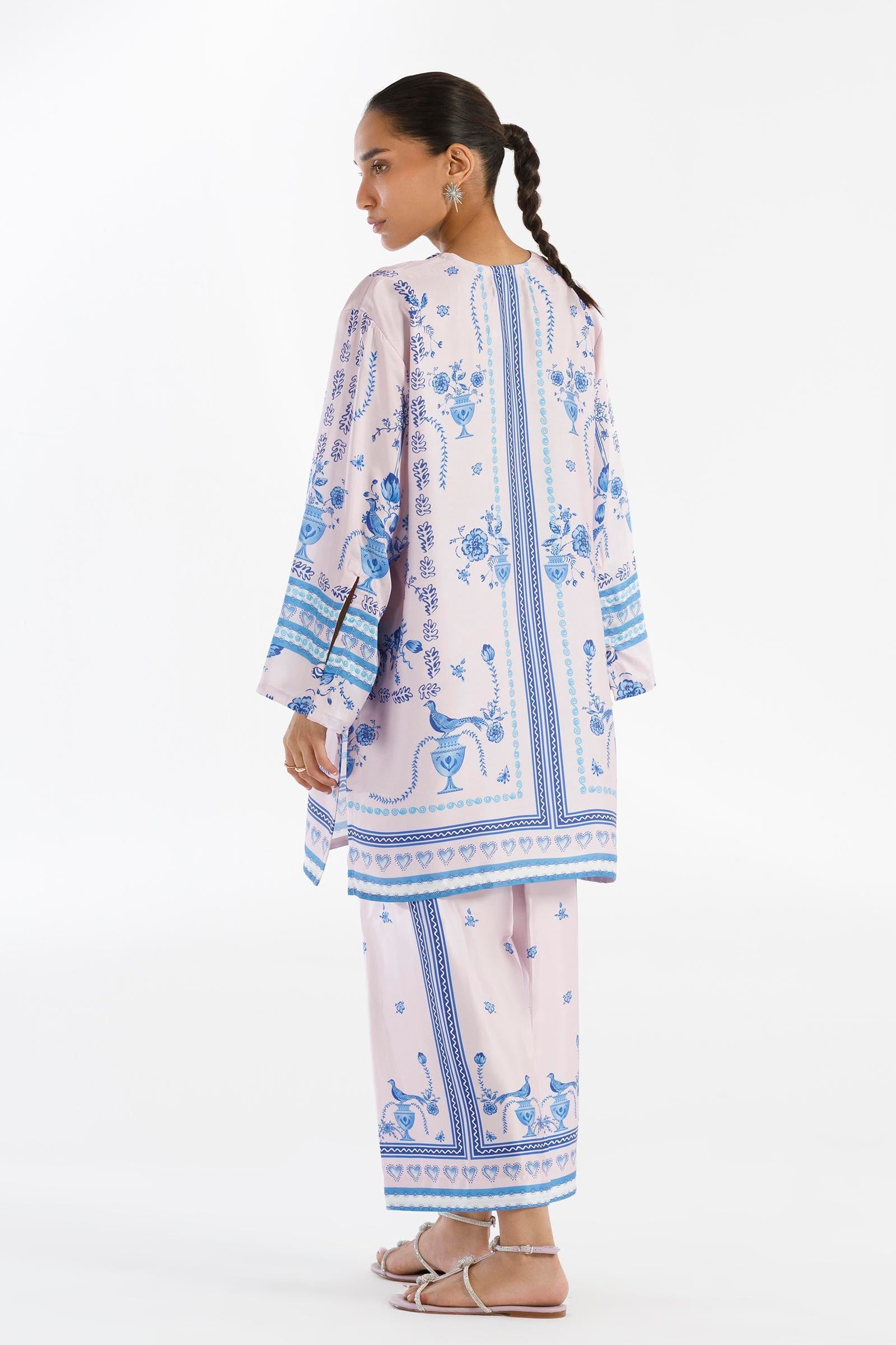 Stitched Printed Satin Shirt + Culotte